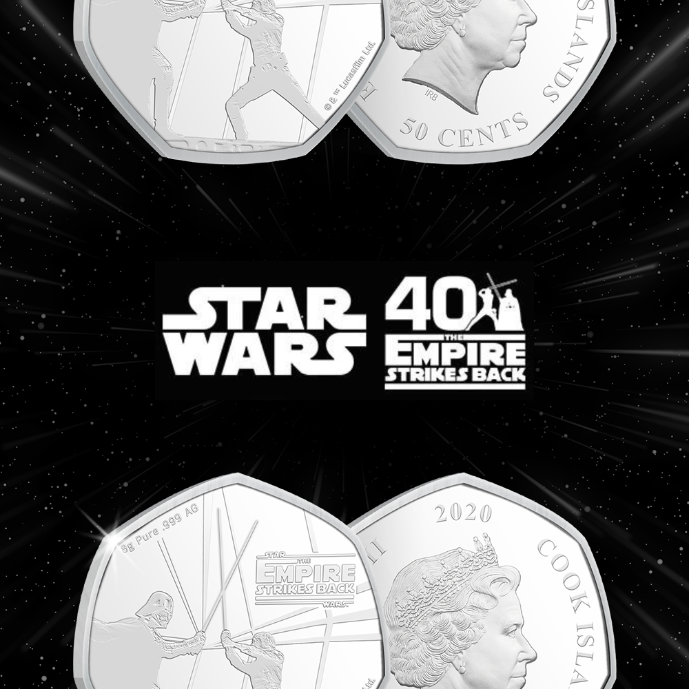 Star Wars Empire Strikes Back Pièce en argent pur du 40e anniversaire