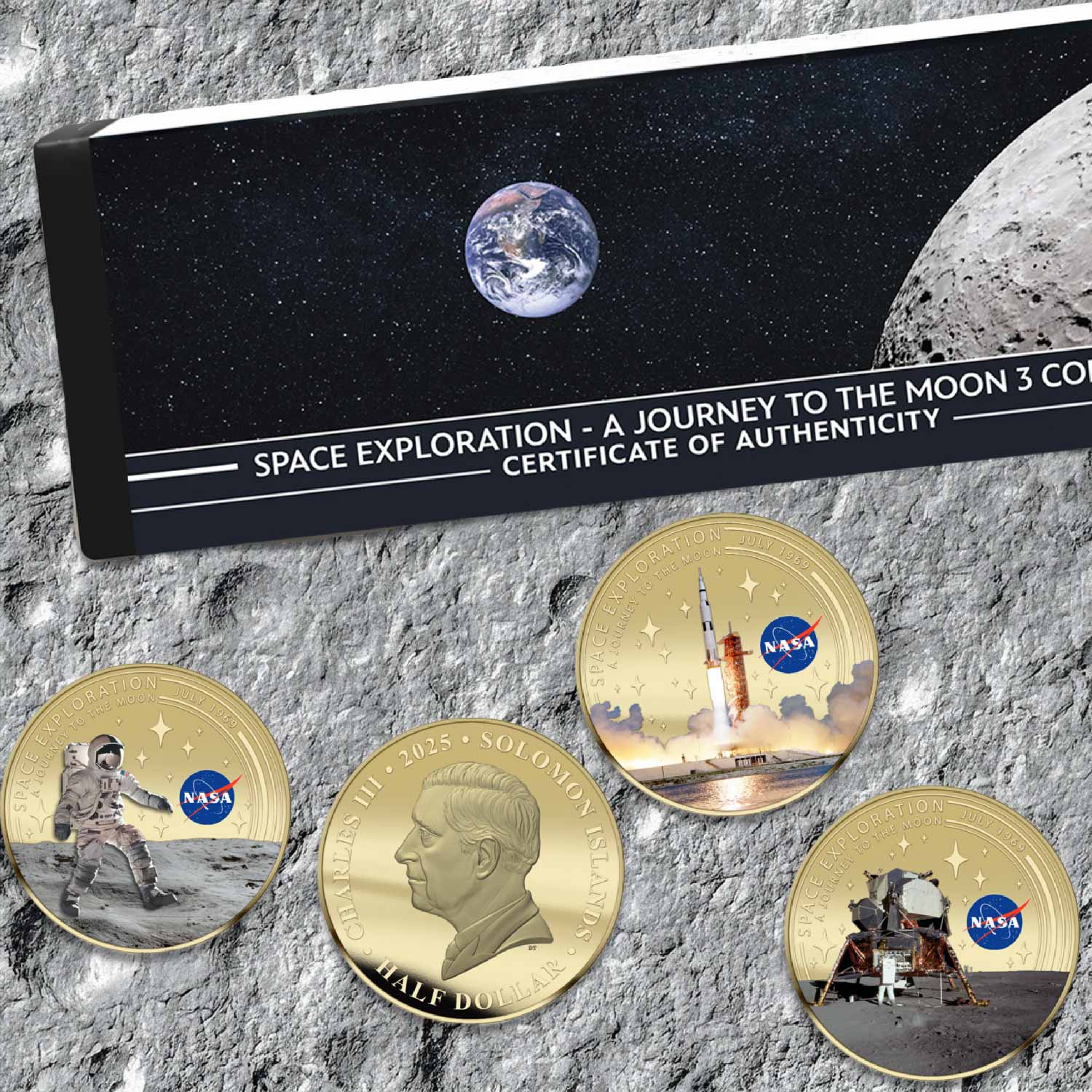 NASA Space Exploration: A Journey to the Moon 2025 Limited Edition Gold Plated Box Set