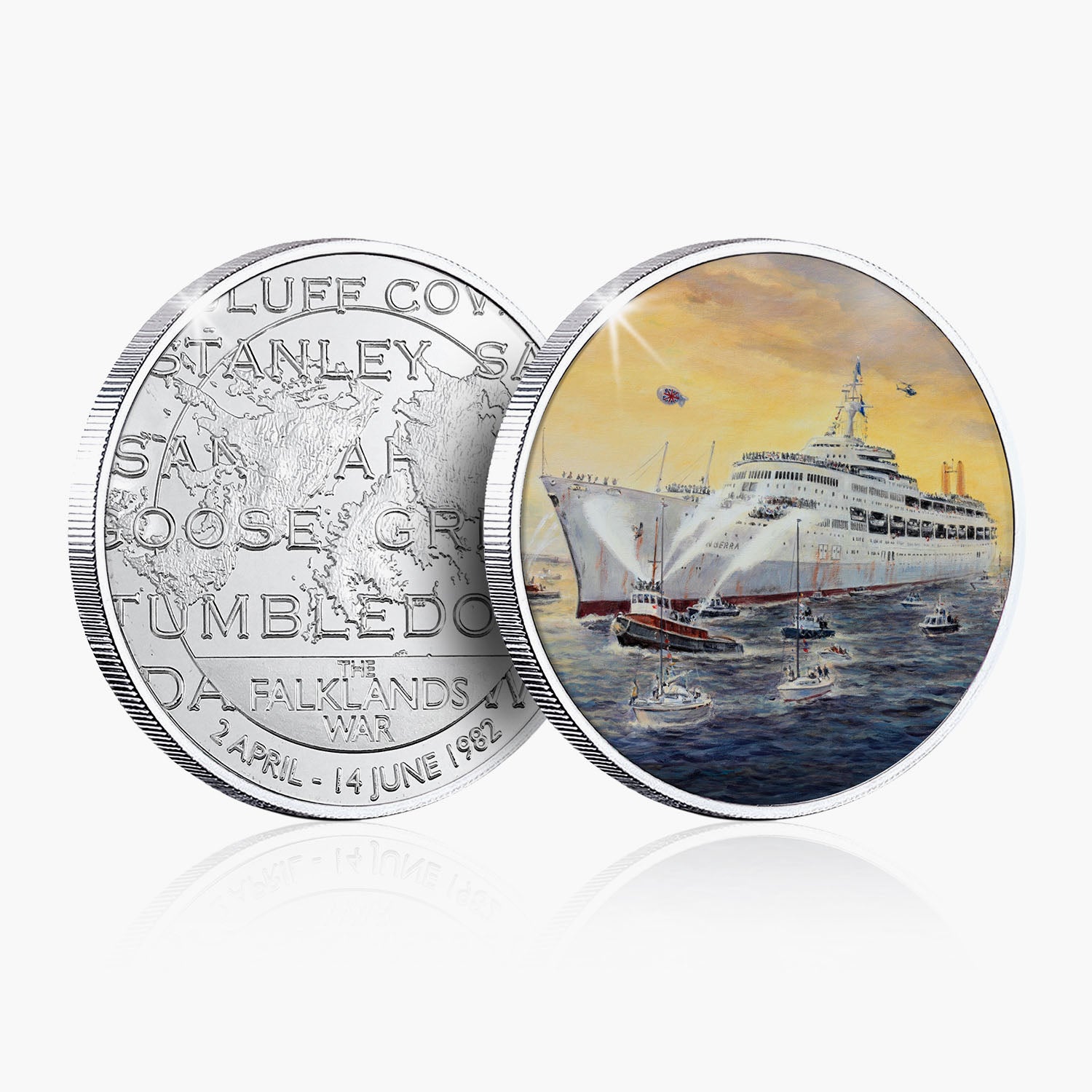 Commémoratif plaqué argent du retour du SS Canberra