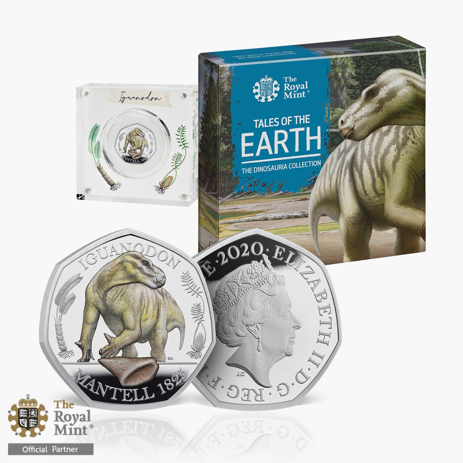 Iguanodon UK 2020 Silver Proof with Colour 50p Coin