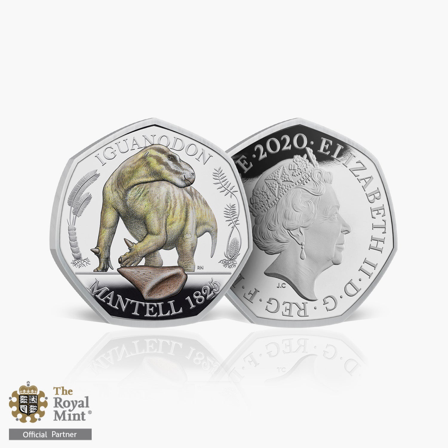 Iguanodon UK 2020 Silver Proof avec pièce couleur 50p