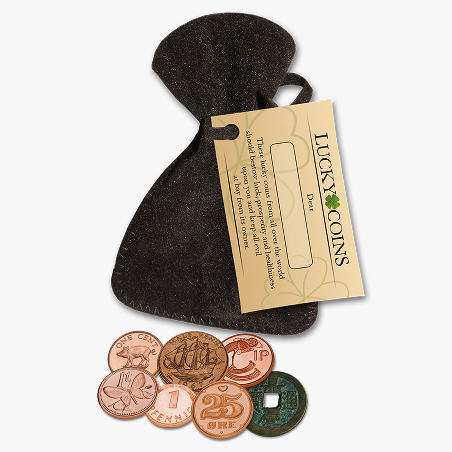 Lucky Coins in a Velvet Pouch