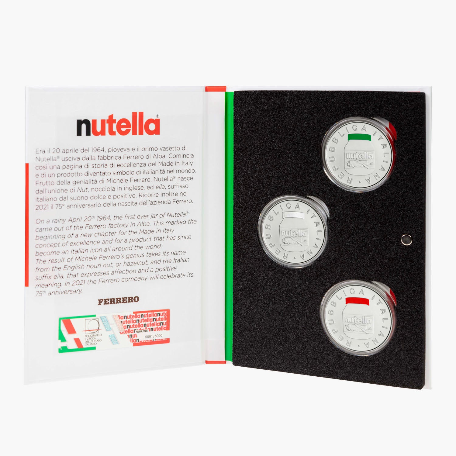 Ensemble de pièces italiennes du 75e anniversaire de Nutella