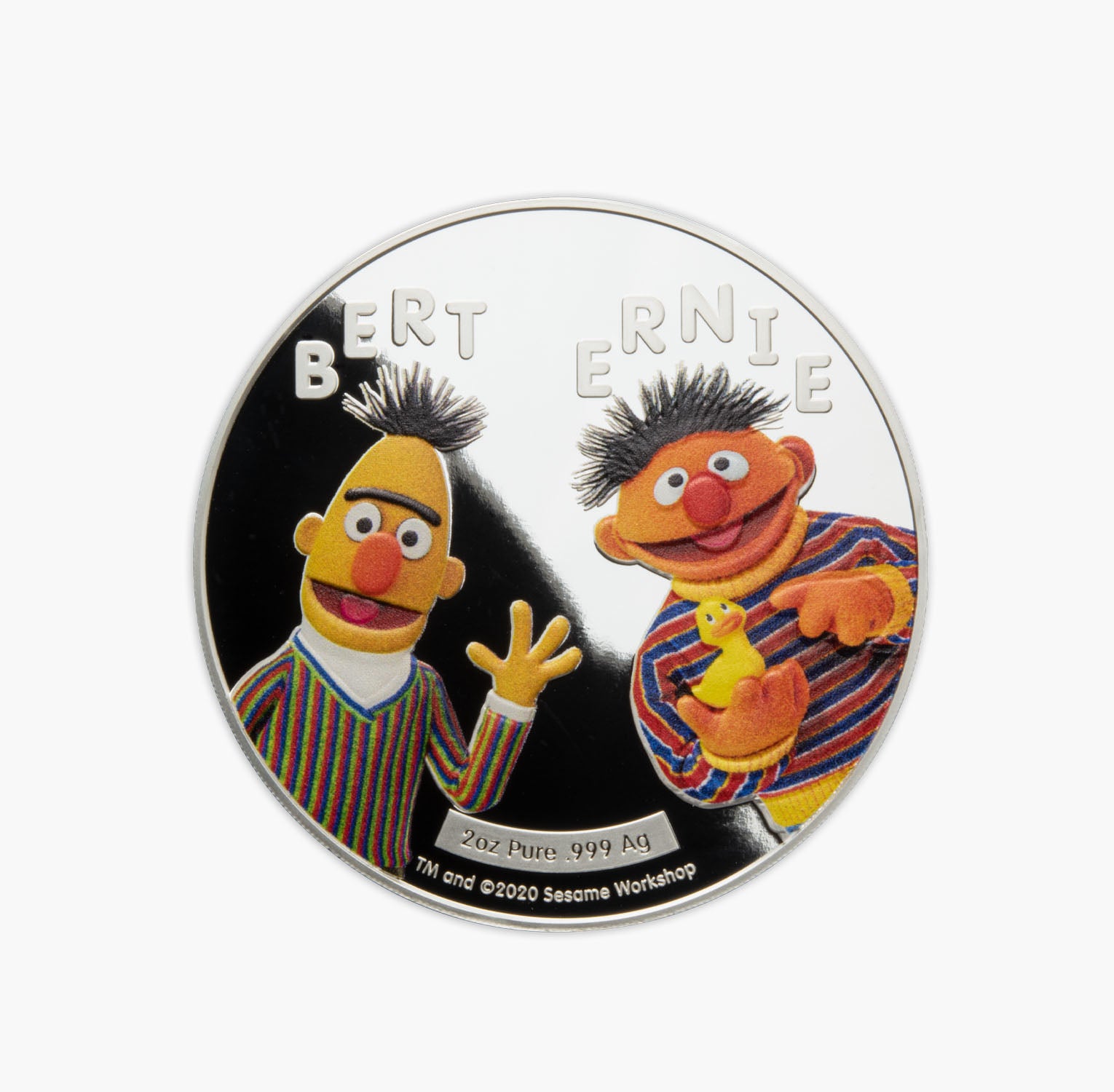 Pièce d'argent de 2 oz « Bert et Ernie » de Sesame Street