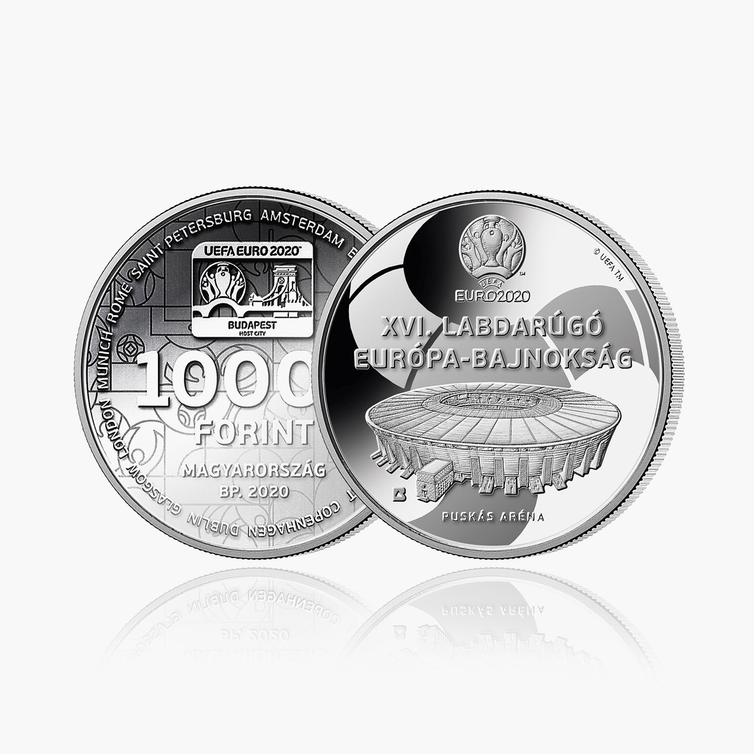 Pièce commémorative en argent de l'UEFA EURO 2020 Hongrie