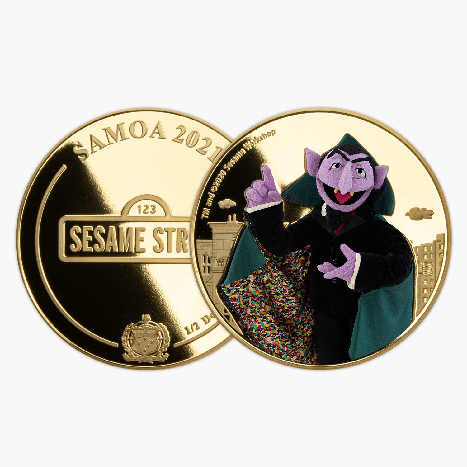Sesame Street The Count Gold Plated Coin