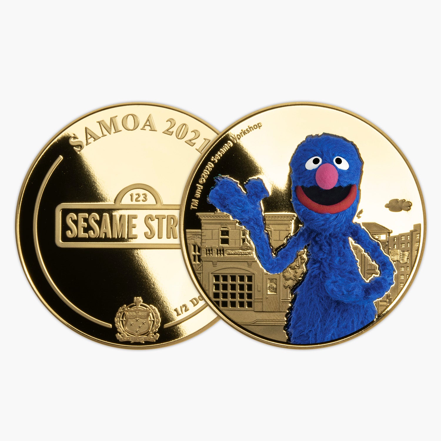 Sesame Street Grover Gold Plated Coin