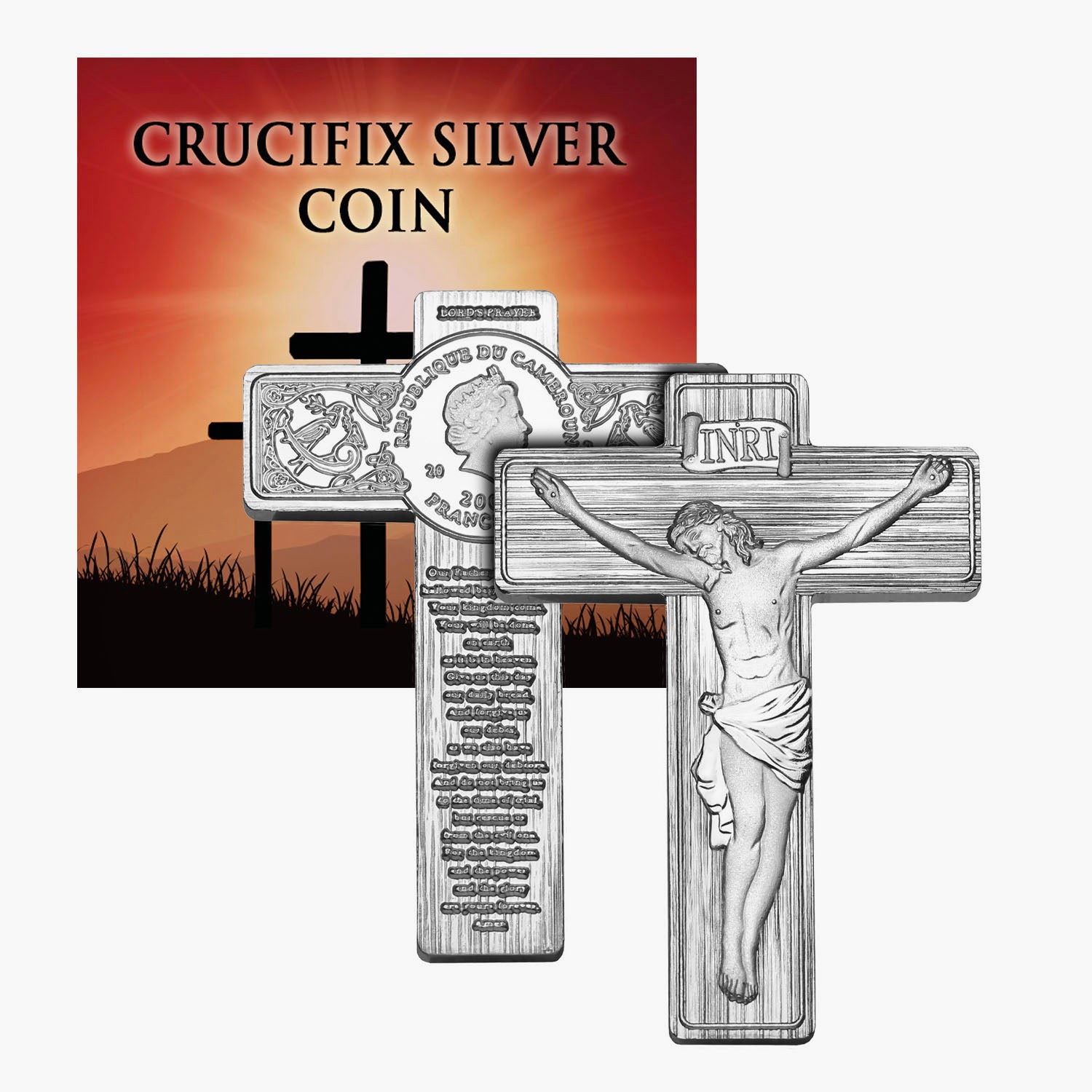 Crucifix Pièce en argent massif de 1 once