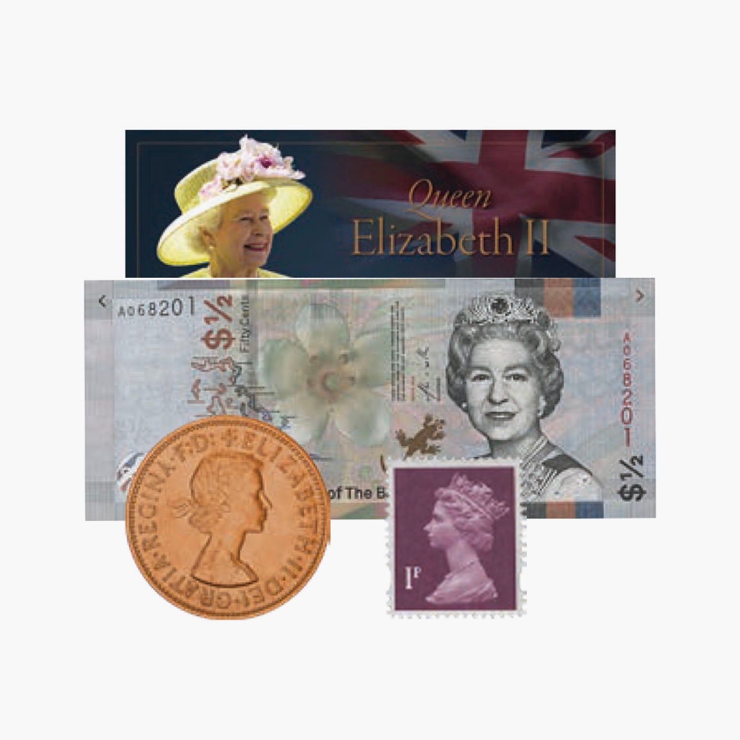 L'ensemble d'artefacts de la reine Elizabeth II