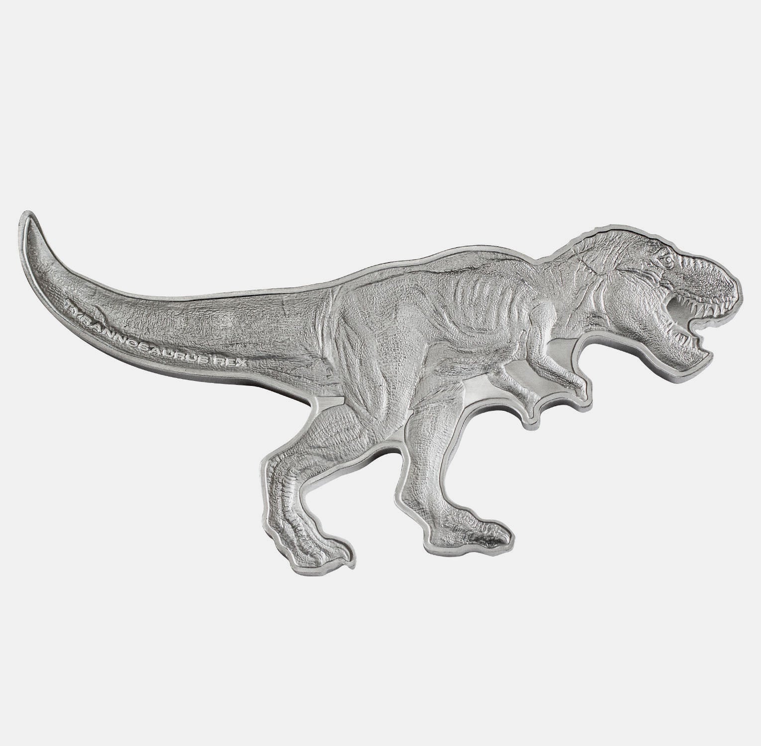 ティラノサウルス レックス 3D 2オンス ソリッド シルバー シェイプ コイン