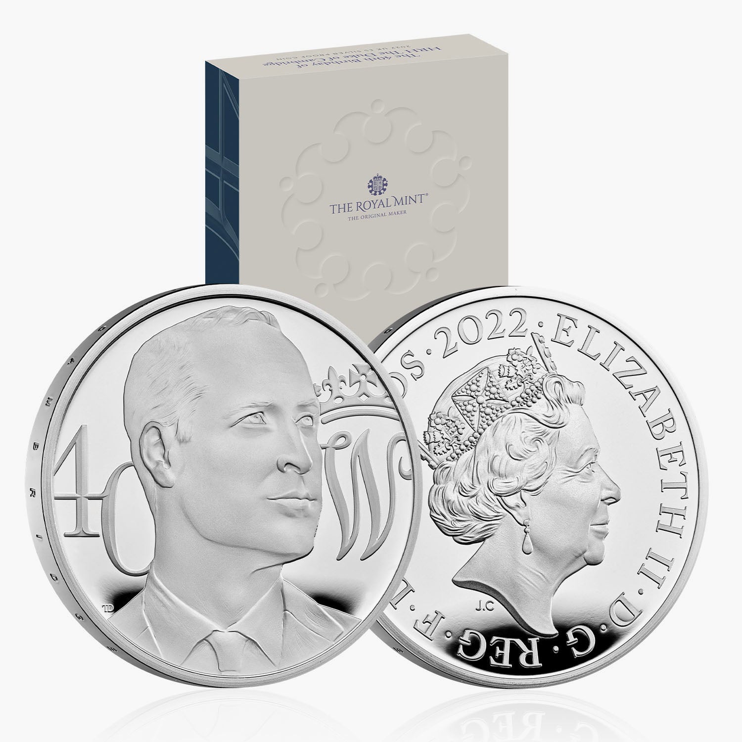 ケンブリッジ公ウィリアム王子 40 歳の誕生日 2022 英国 £5 シルバー プルーフ コイン