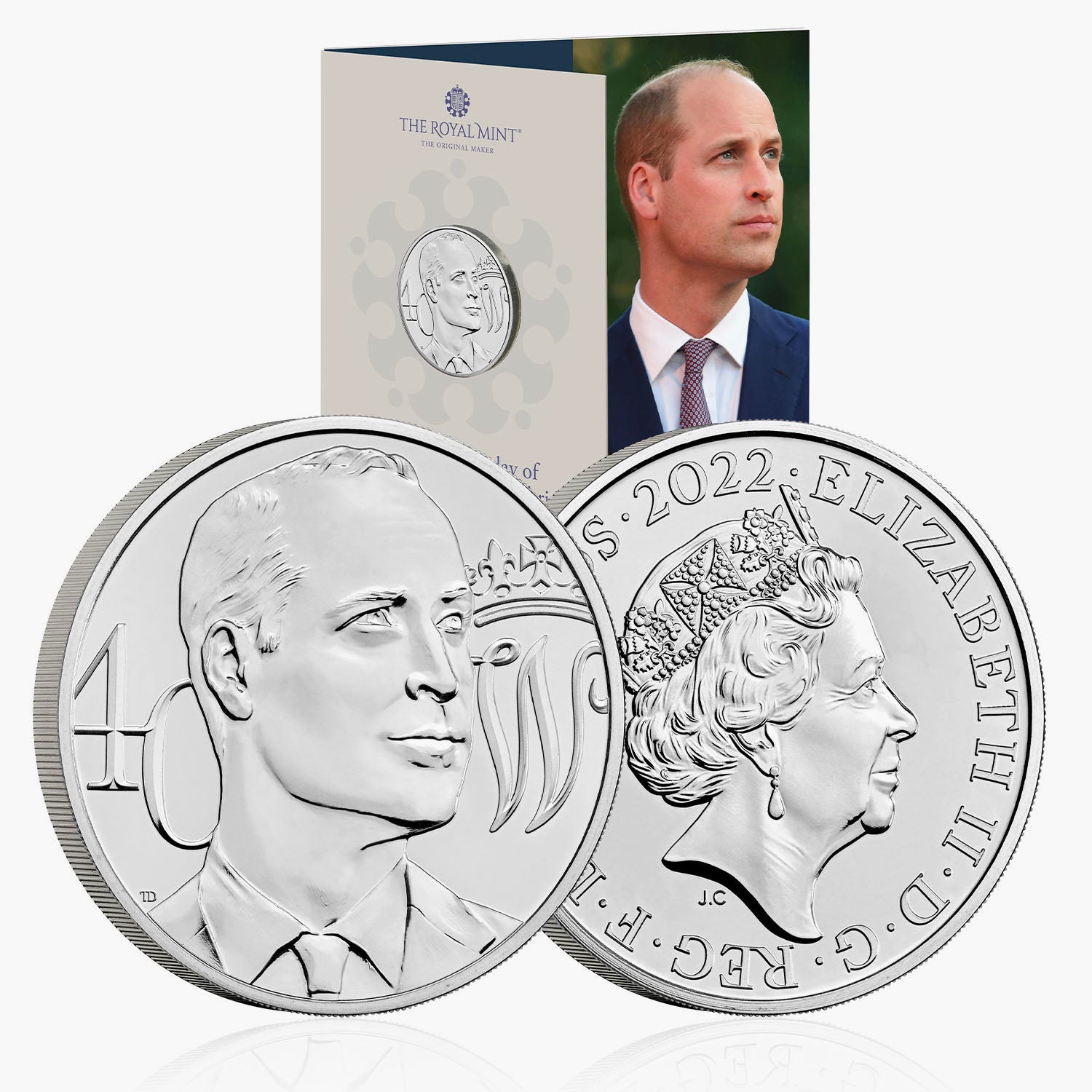 40th Birthday of HRH Prince William, Duke of Cambridge 2022, UK, £5, Brilliant Uncirculated Coin