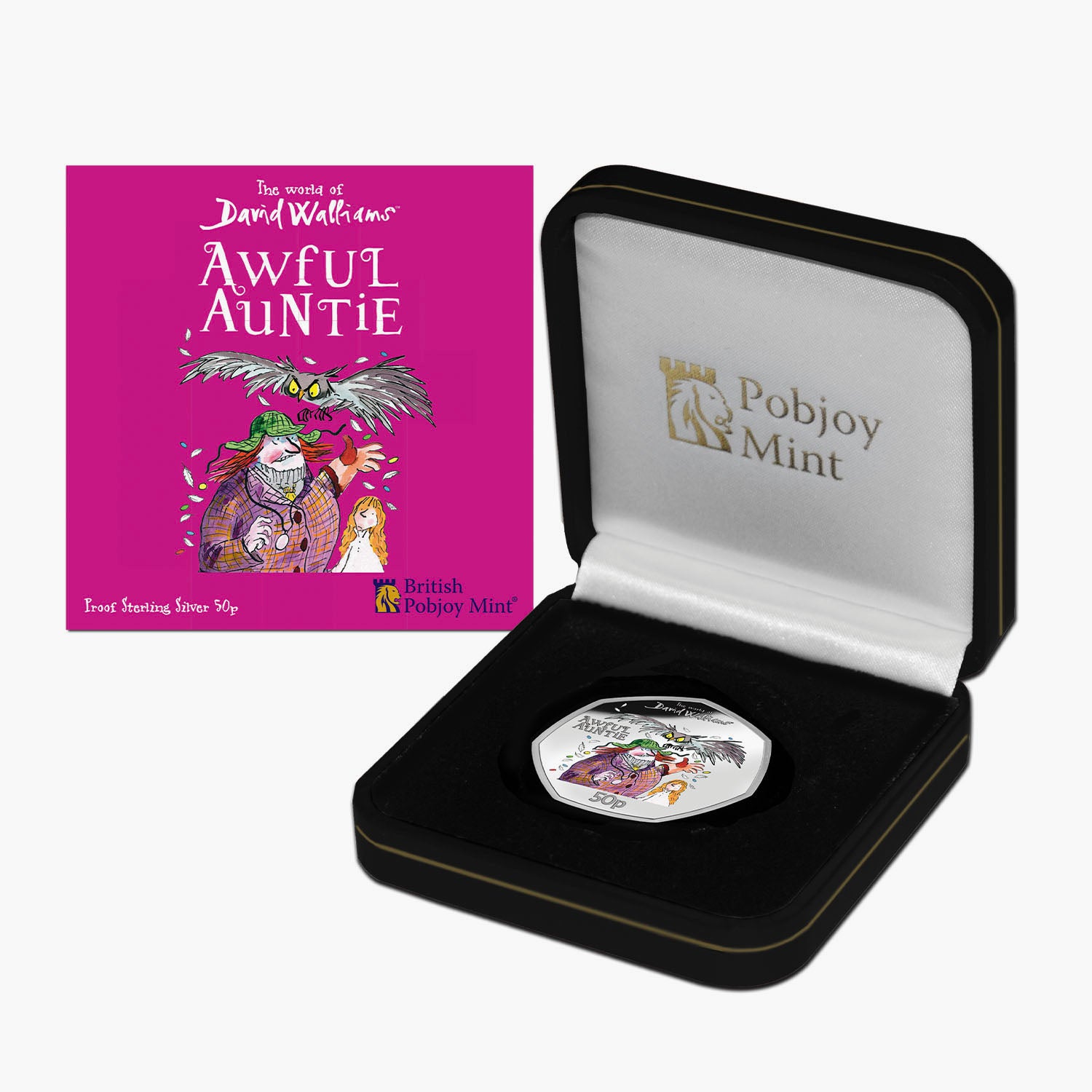 David Walliams Awful Auntie Silver Proof 50p with Colour