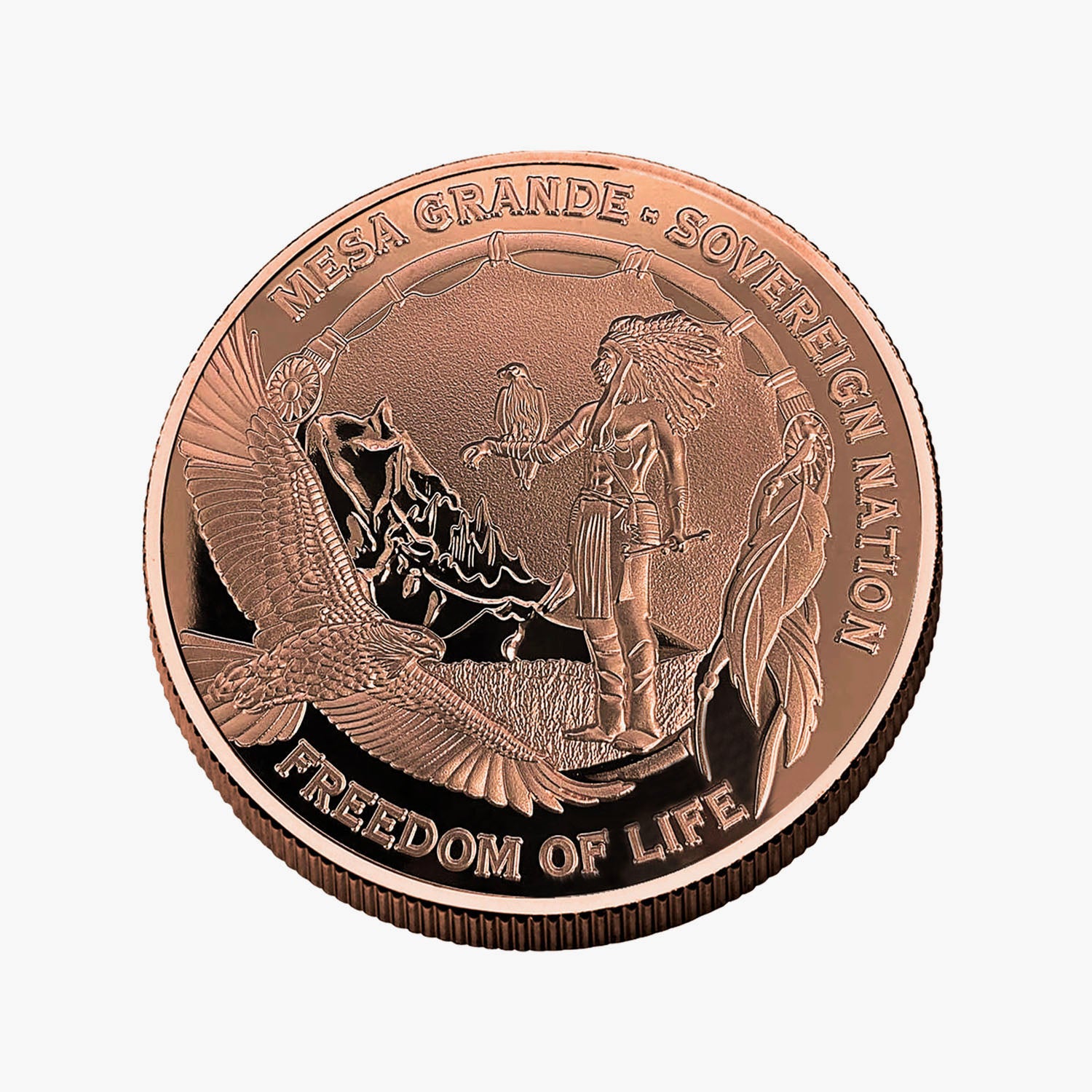 The 2022 Mesa Grande Bison Hunter 5oz Solid Copper Coin