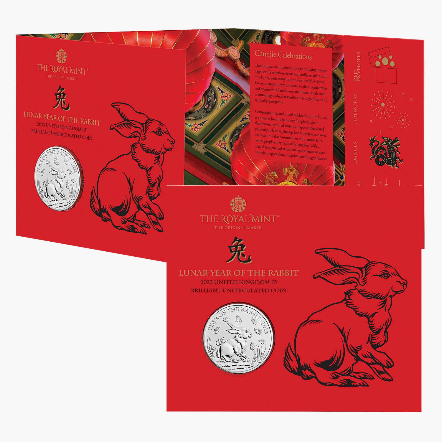L'année lunaire du lapin 2023 Royaume-Uni £5 Brilliant Uncirculated Coin