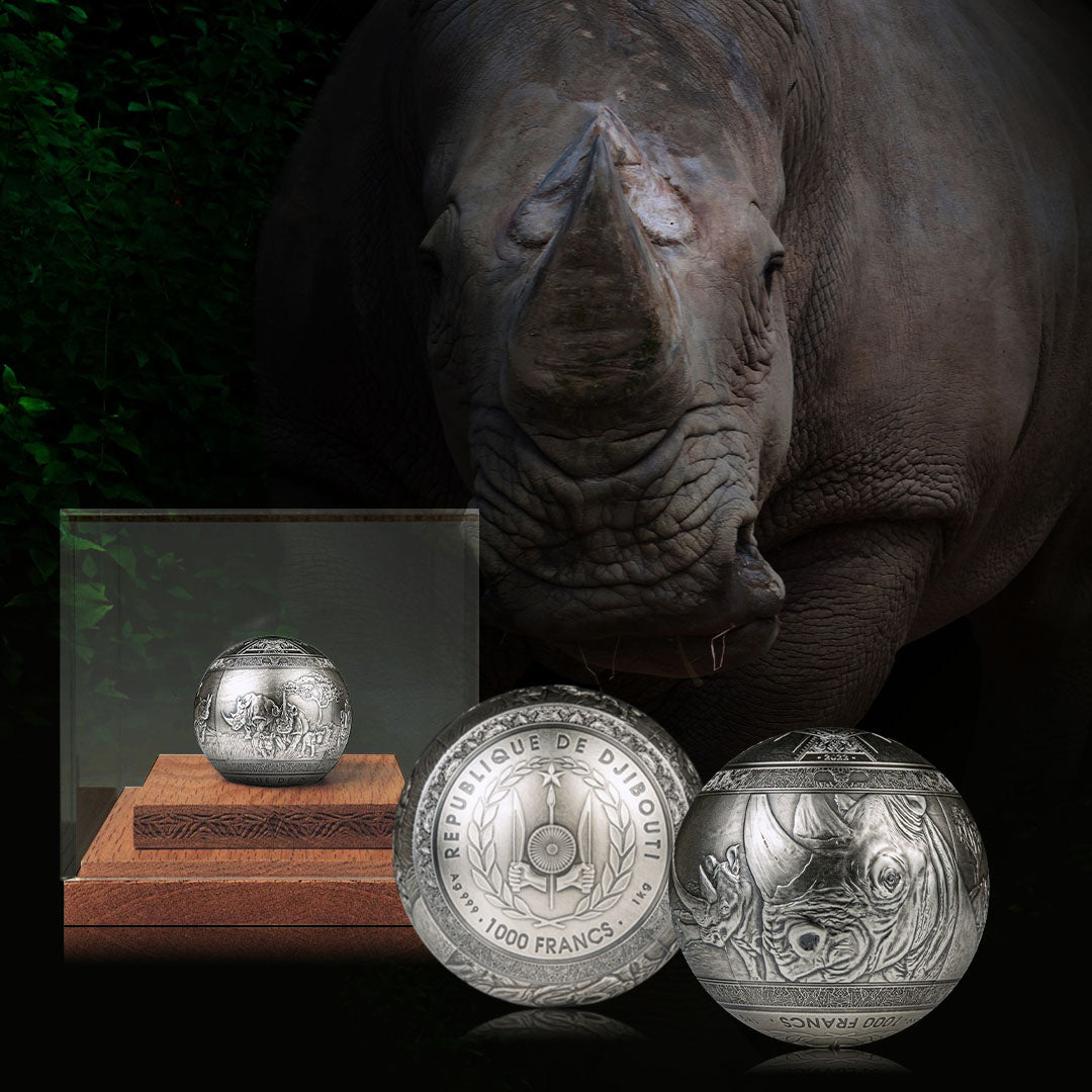 Le puissant rhinocéros Pièce d'argent de 1 kg