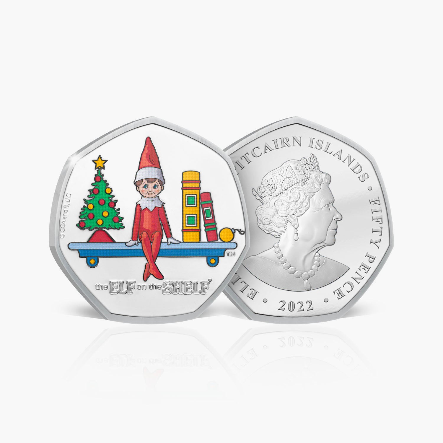 The Official Elf on the Shelf BU 50p Coloured Coin in Christmas Card Coin