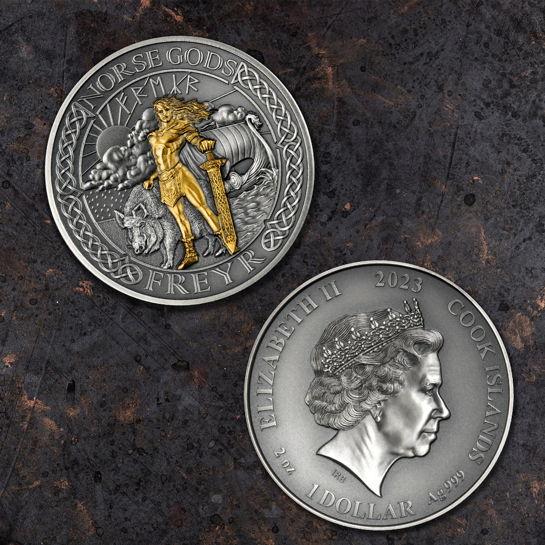 Norse God Freyr 2oz Solid Silver Coin