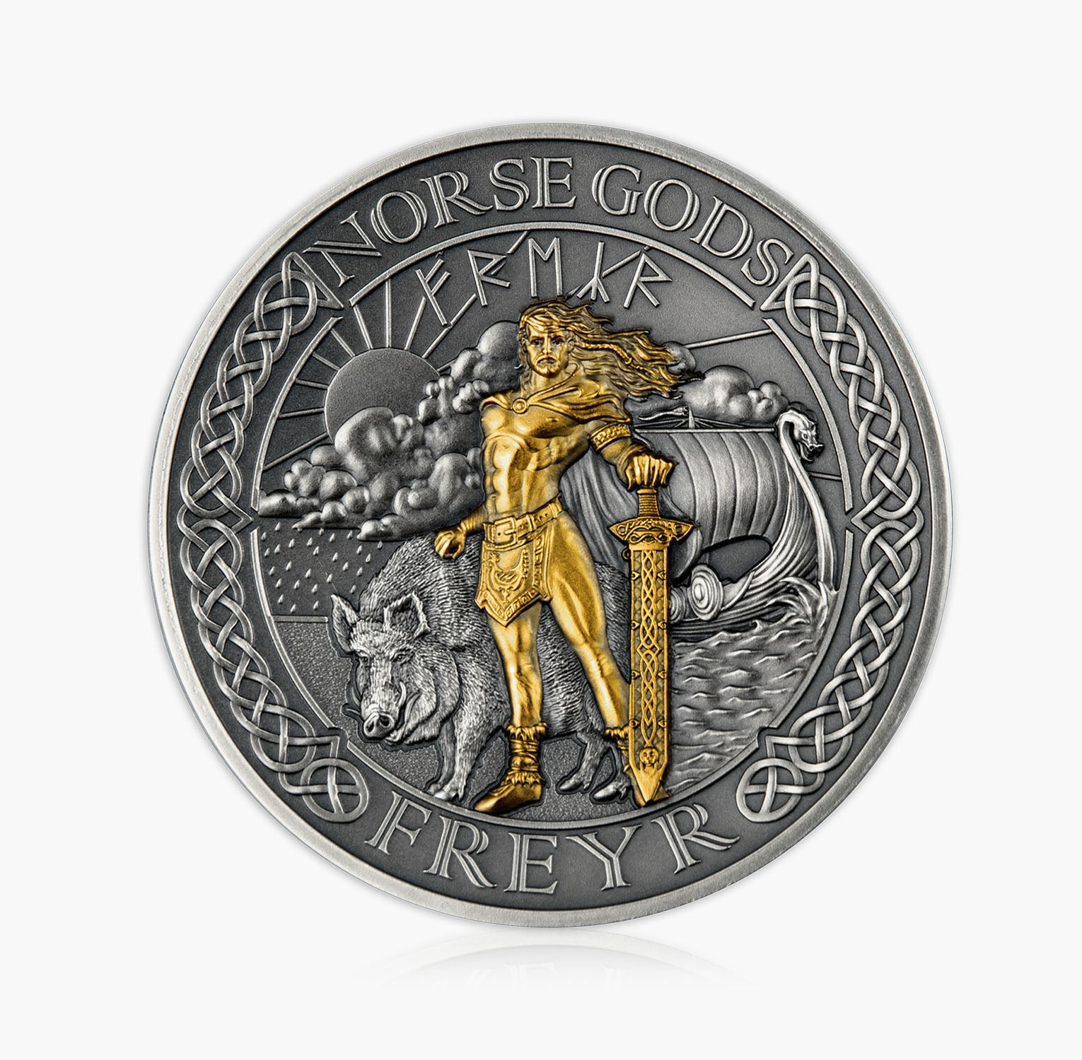 Norse God Freyr 2oz Solid Silver Coin