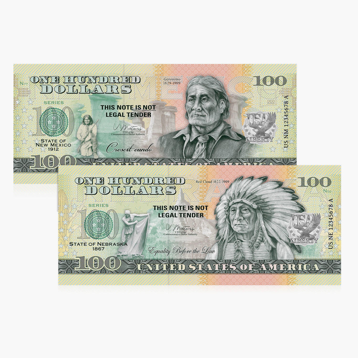 100 Souvenir Dollar - Nebraska & New Mexico