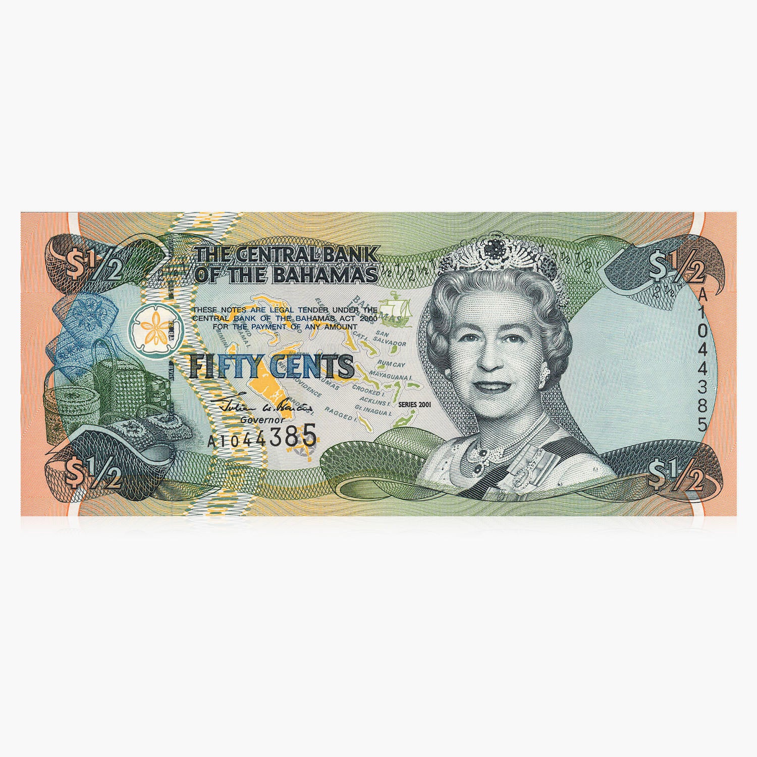 Billet de banque royal d'un demi-dollar de Sa Majesté la reine Elizabeth II