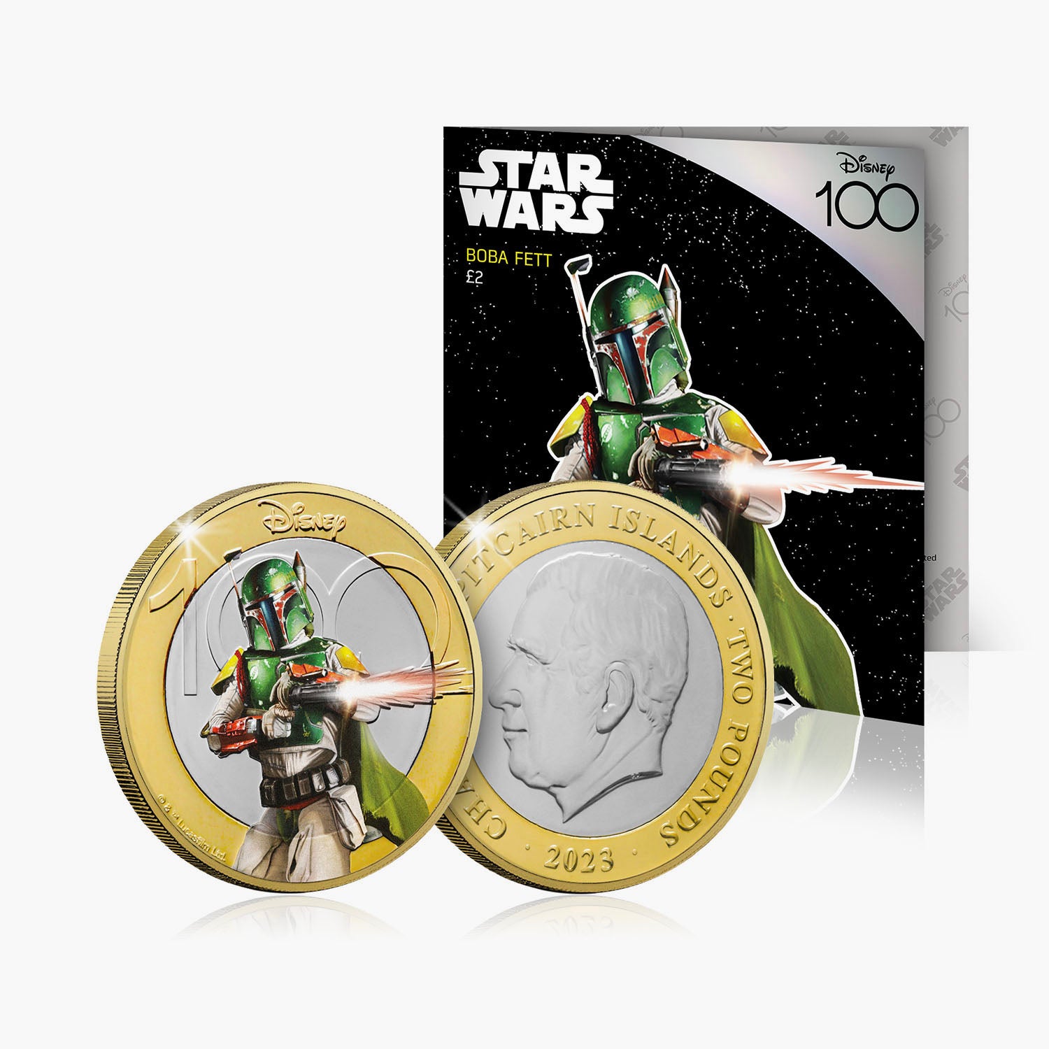 Star Wars Boba Fett 2023 £2 BU Colour Coin