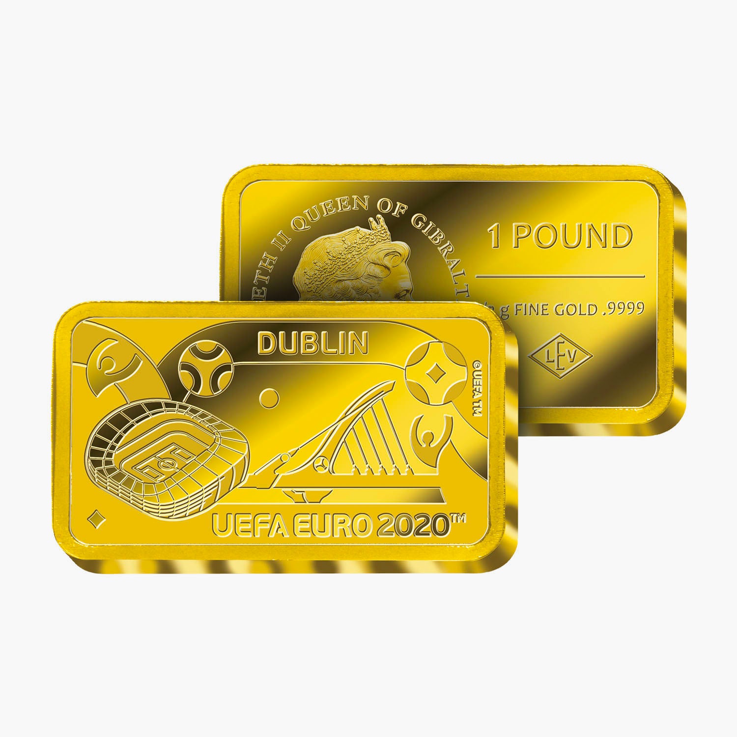 EURO 2020 Dublin Pièce de 1 £ en lingot d'or