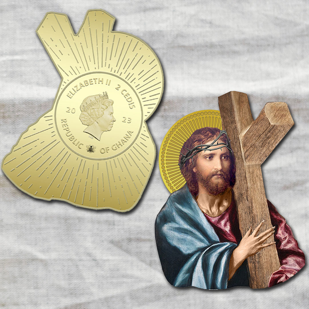 Jesus Carrying the Cross, shaped 2023 Coin