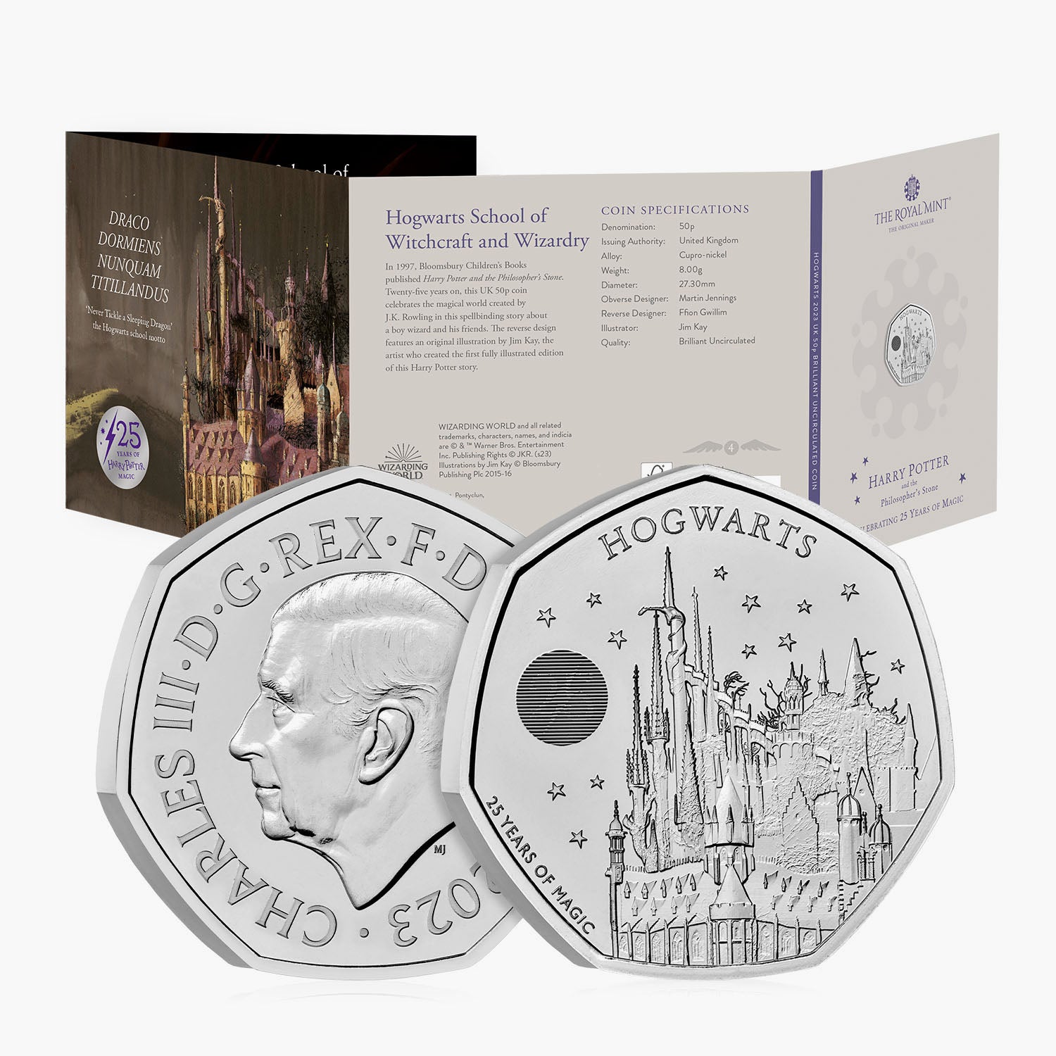 Harry Potter - École de sorcellerie et de sorcellerie de Poudlard 2023 UK 50p Brilliant Uncirculated Coin
