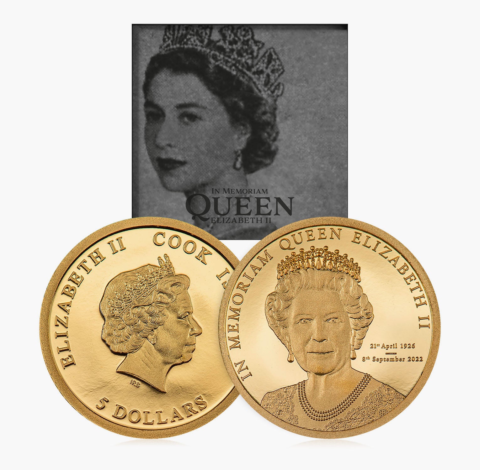 女王エリザベス2世を追悼する純金コイン