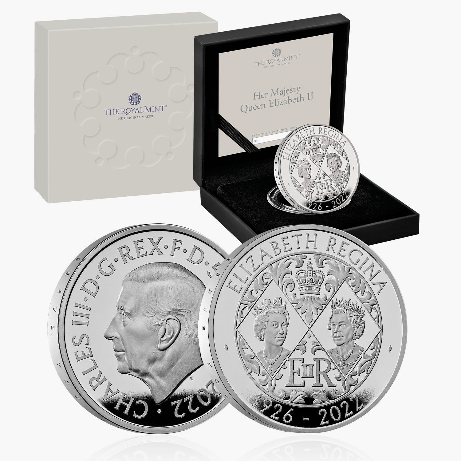 Her Majesty Queen Elizabeth II 2022 £5 Silver Proof Coin - King Charles III first portrait