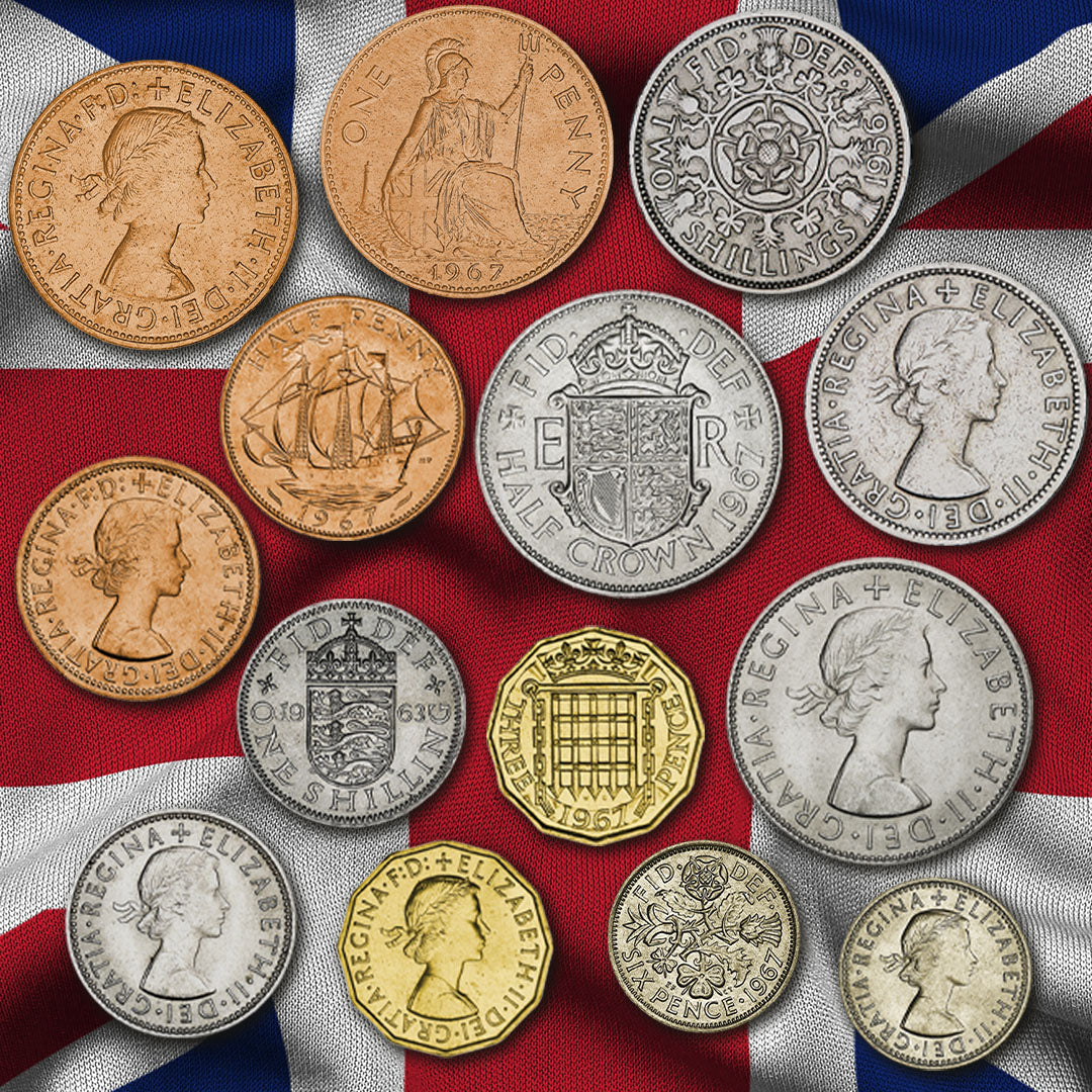 Ensemble de pièces britanniques - Dernier ensemble de pièces avant la décimalisation