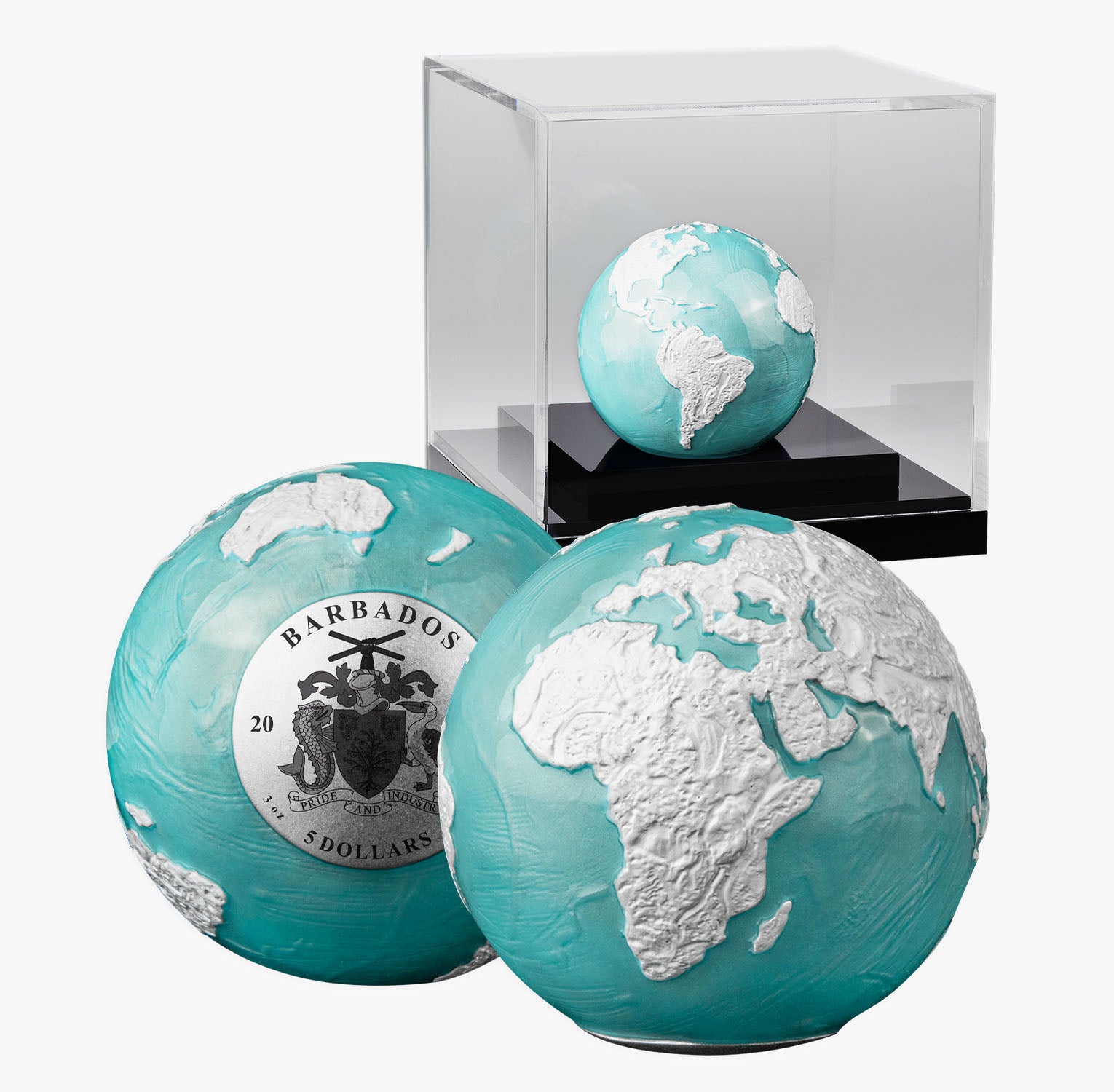 Frozen Marble Earth 3D 3oz Solid Silver 2023 Coin