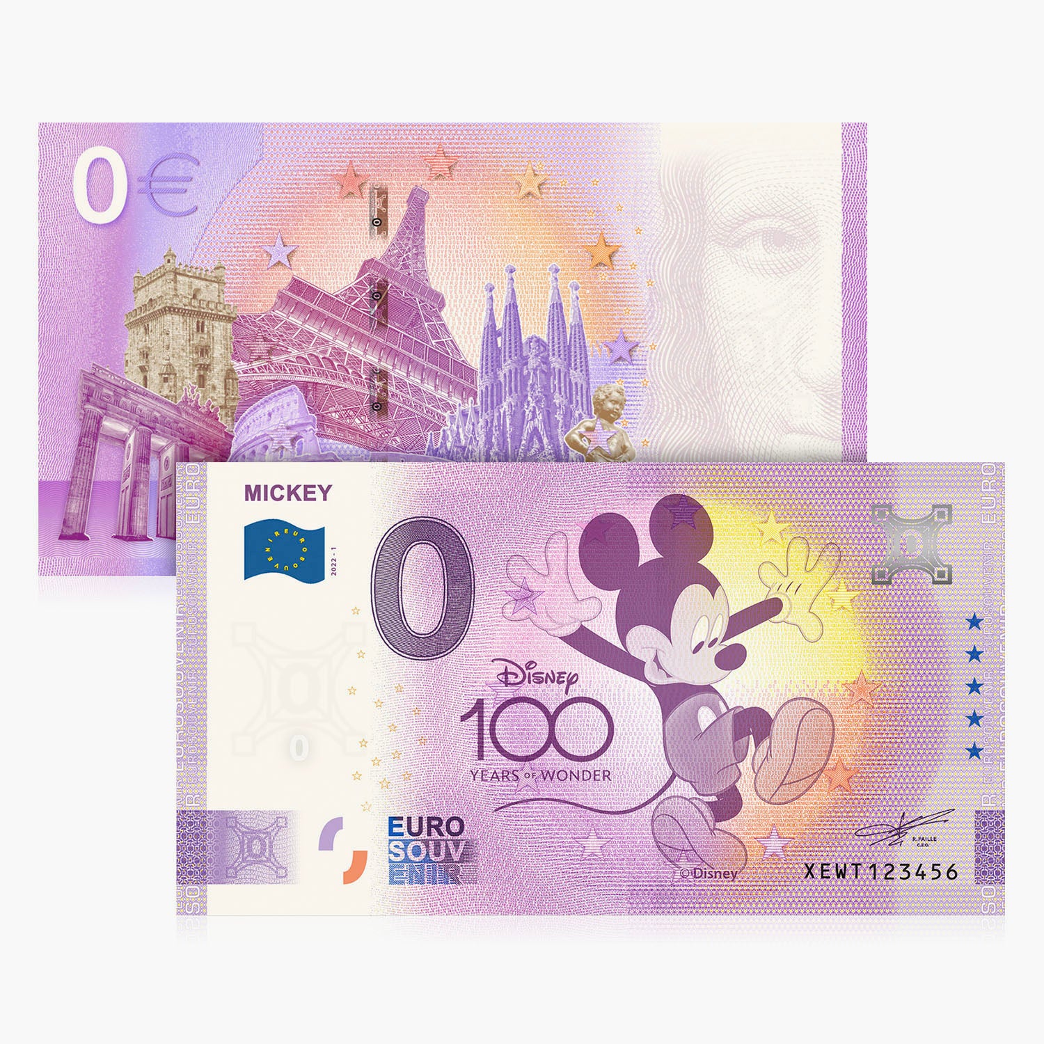 ディズニー100周年記念0ユーロ紙幣コレクション