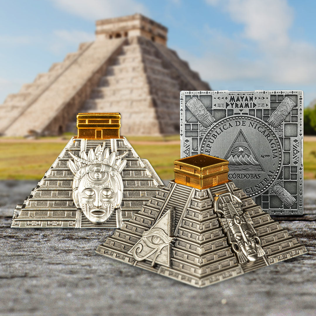 La pyramide maya de Chichen Itza Pièce en argent massif de 5 oz