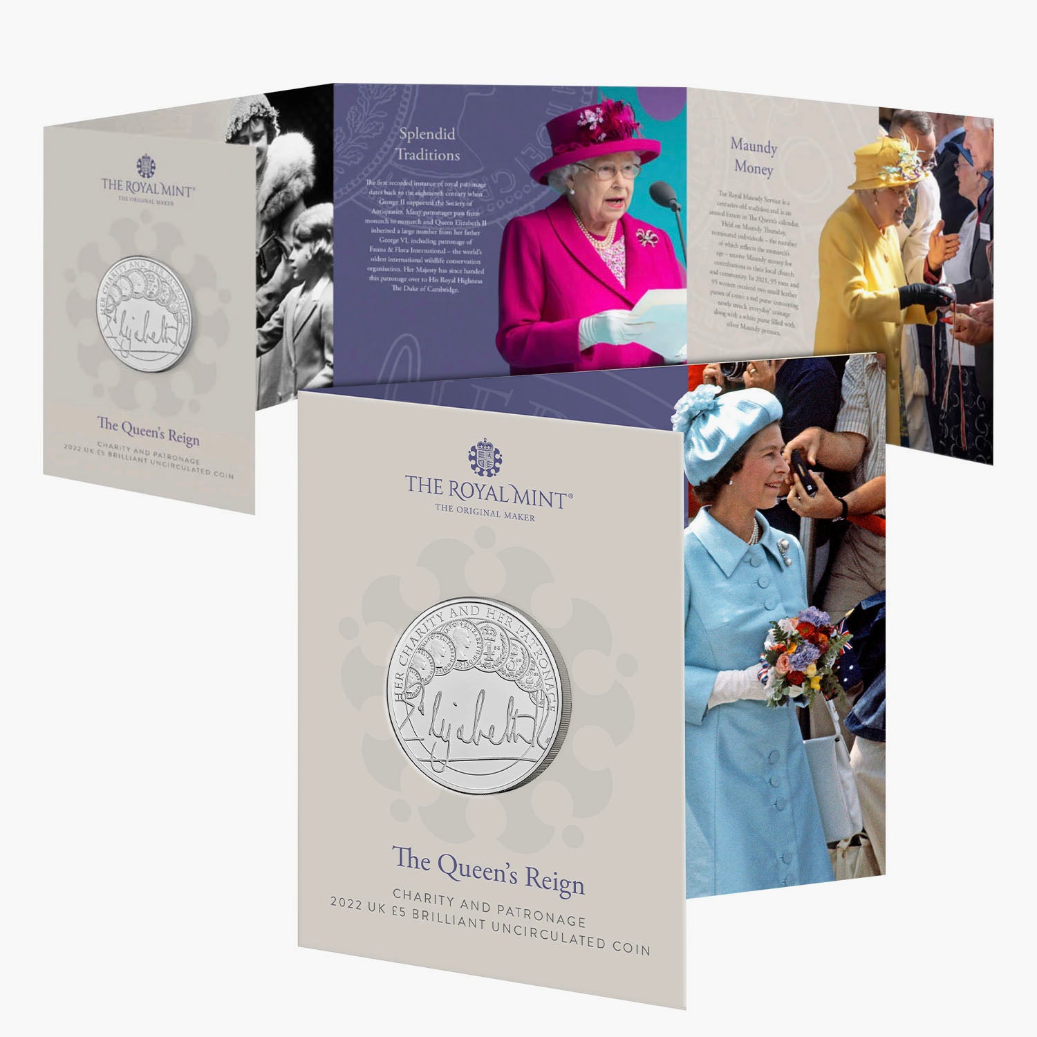 The Queen's Reign Charity &amp; Patronage 2022 UK £5 BU コイン