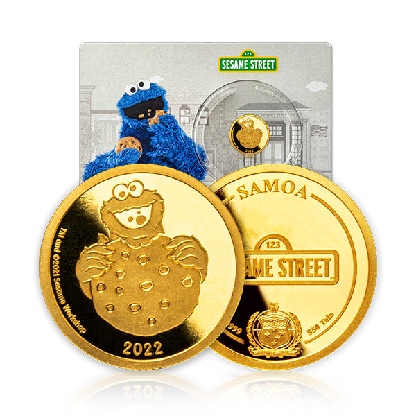 Pièce d'or de 0,5 g Cookie Monster de Sesame Street