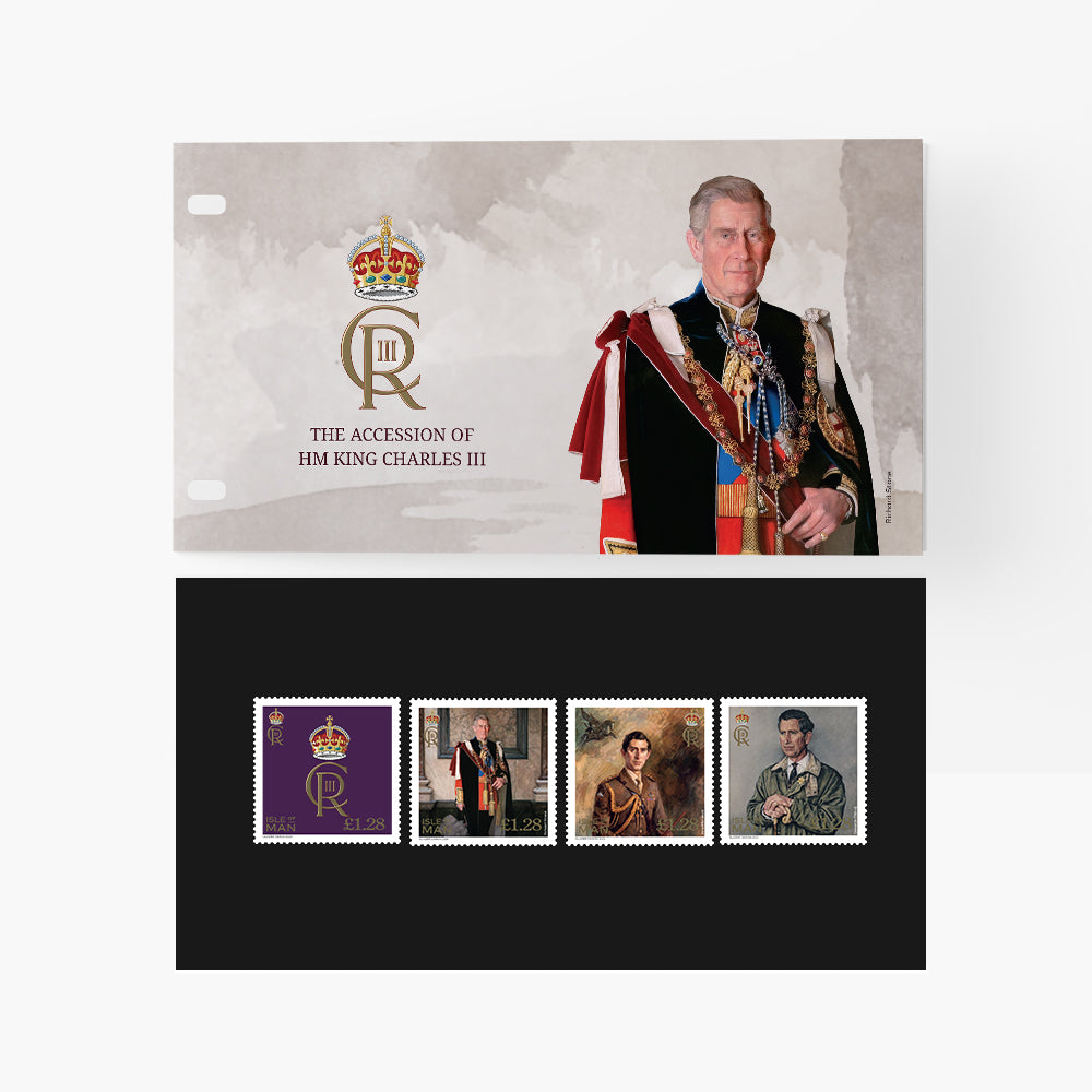 Ensemble de présentation de l'émission de timbres The Accession of King Charles III 2023