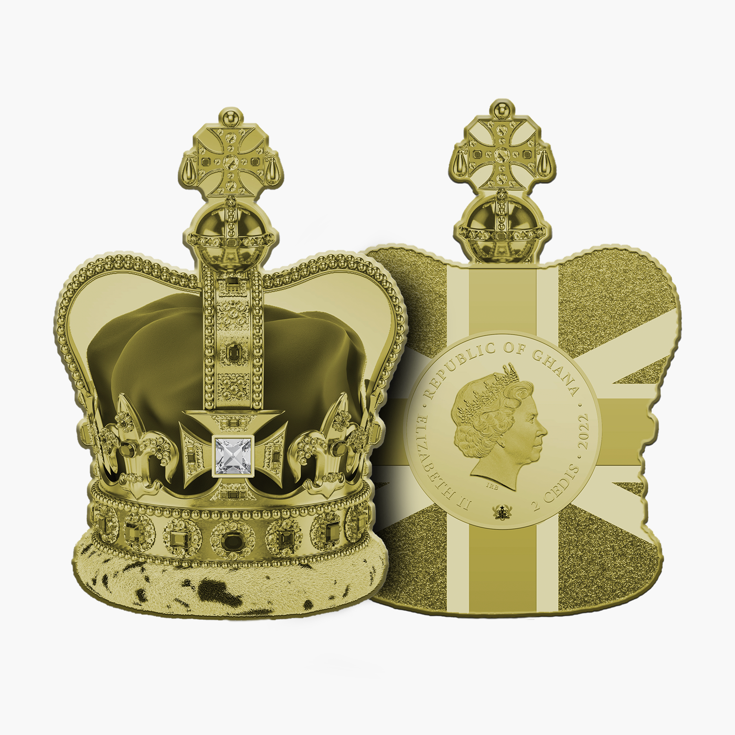 セント・エドワードの王冠の宝石の形をしたコイン