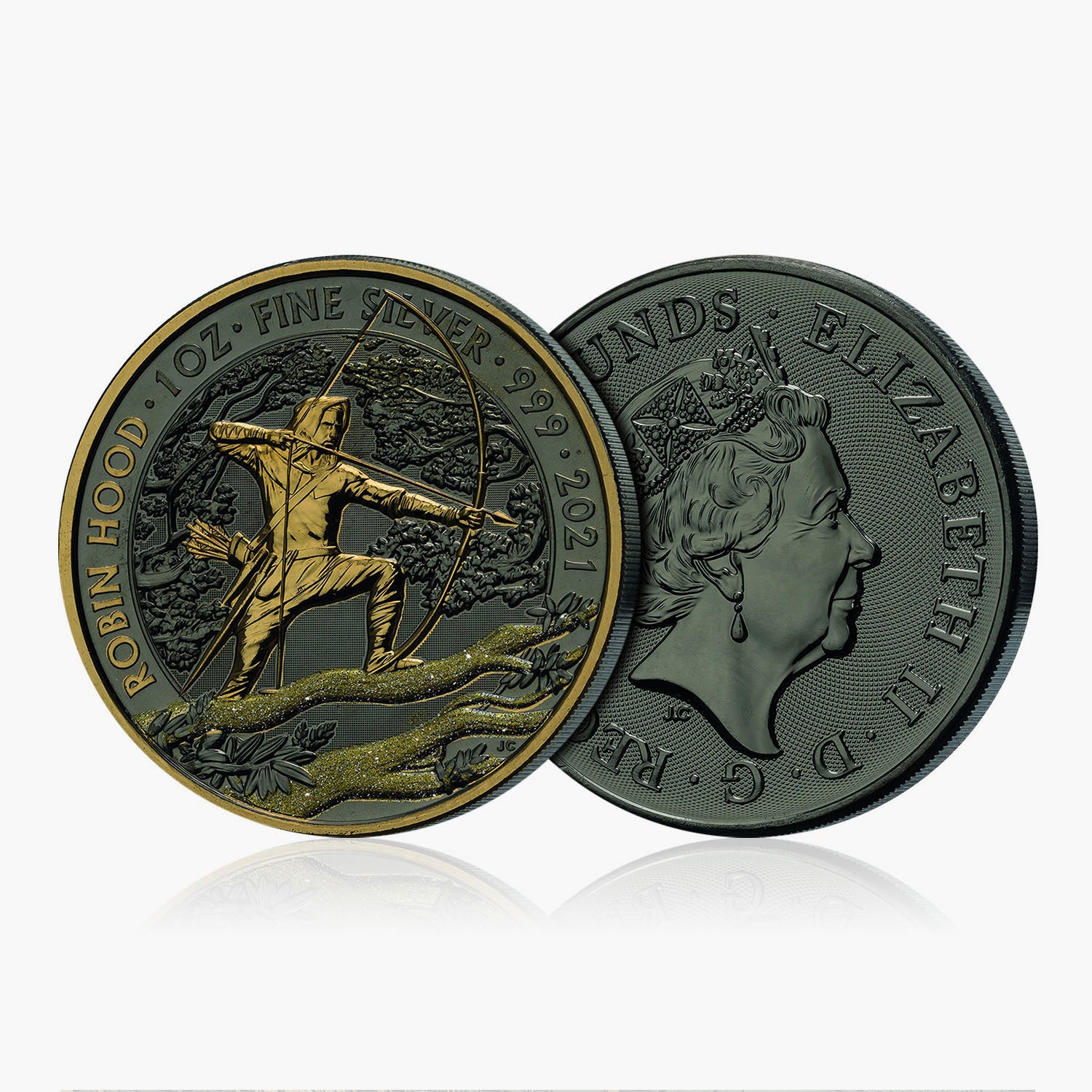 Coffret de pièces de monnaie Robin Hood avec ruthénium noir et dorure à l'or