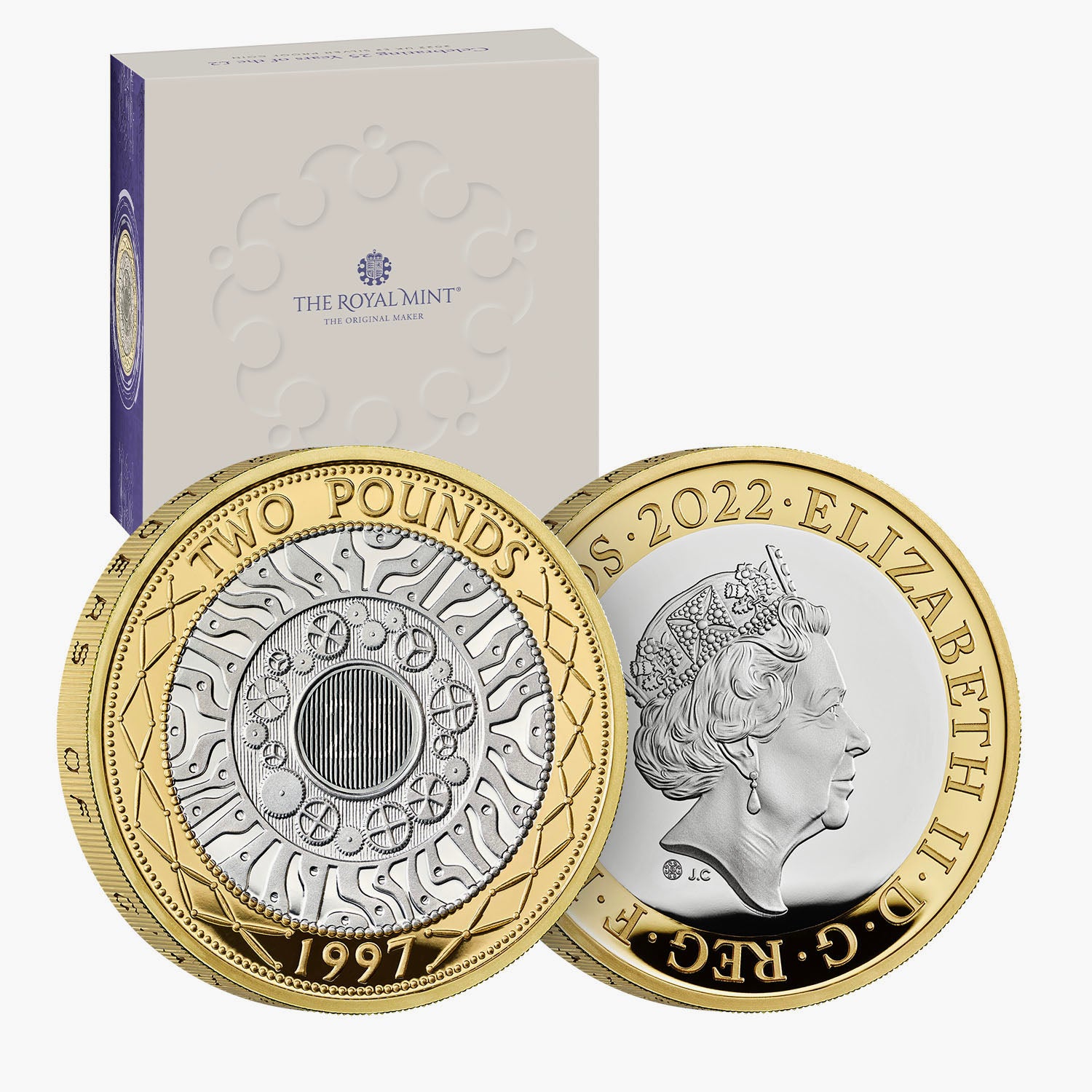 2022 英国ポンド 2 ポンド銀プルーフ コインの 25 周年を祝う
