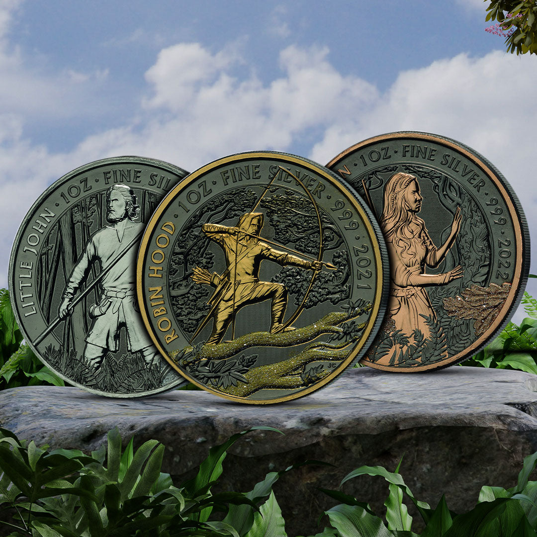 Coffret de pièces de monnaie Robin Hood avec ruthénium noir et dorure à l'or