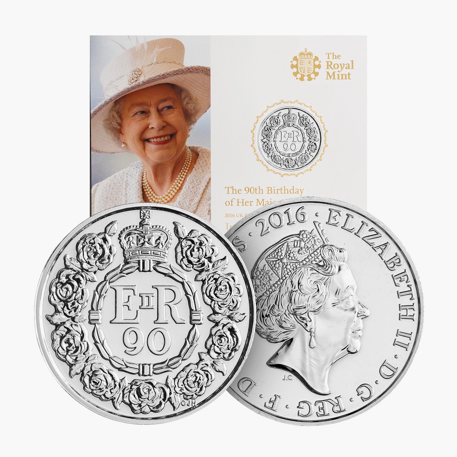 エリザベス女王 90 歳の誕生日 2016 £20 上質銀貨