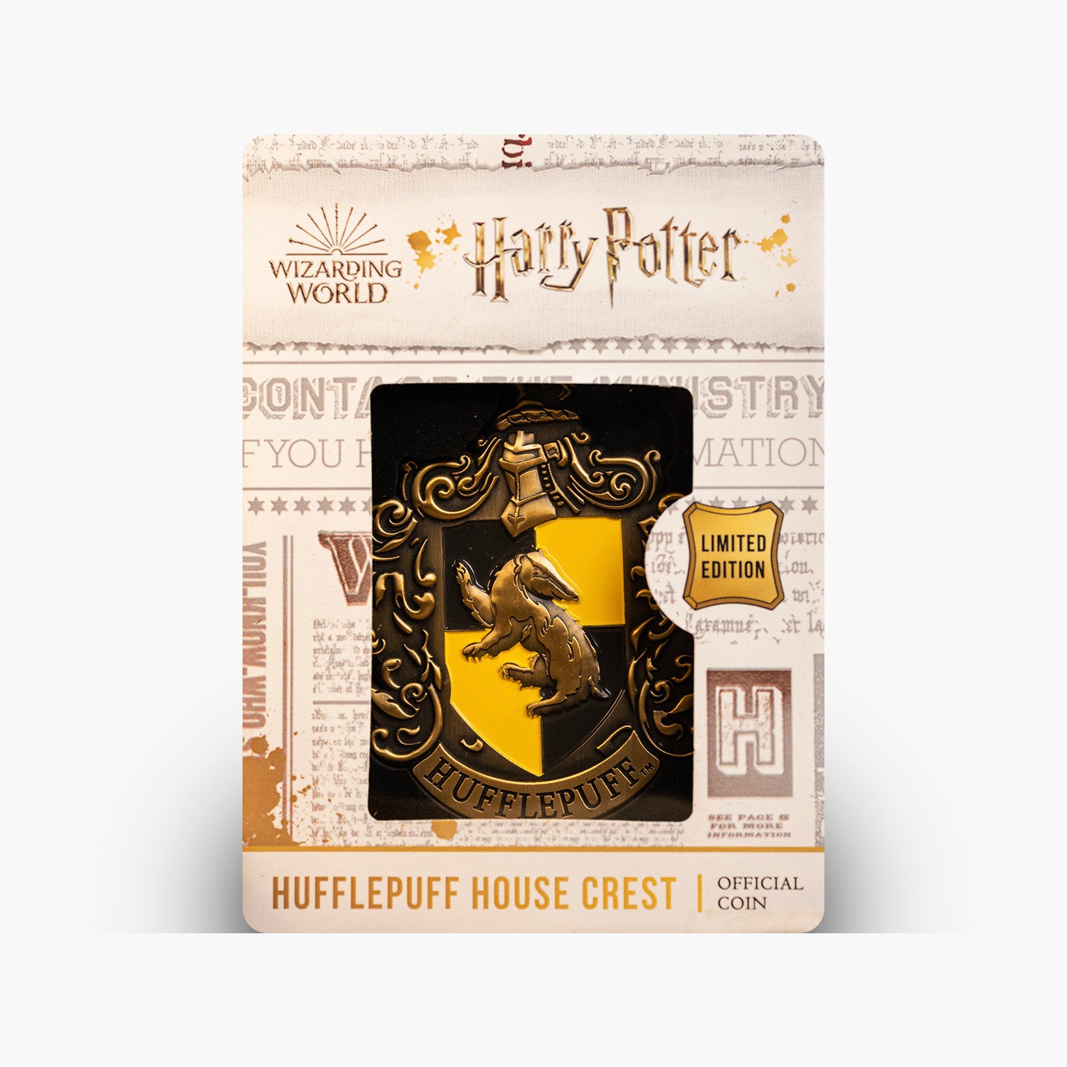 Shaped　The　Harry　Crest　Official　Potter　House　Hufflepuff　Coin