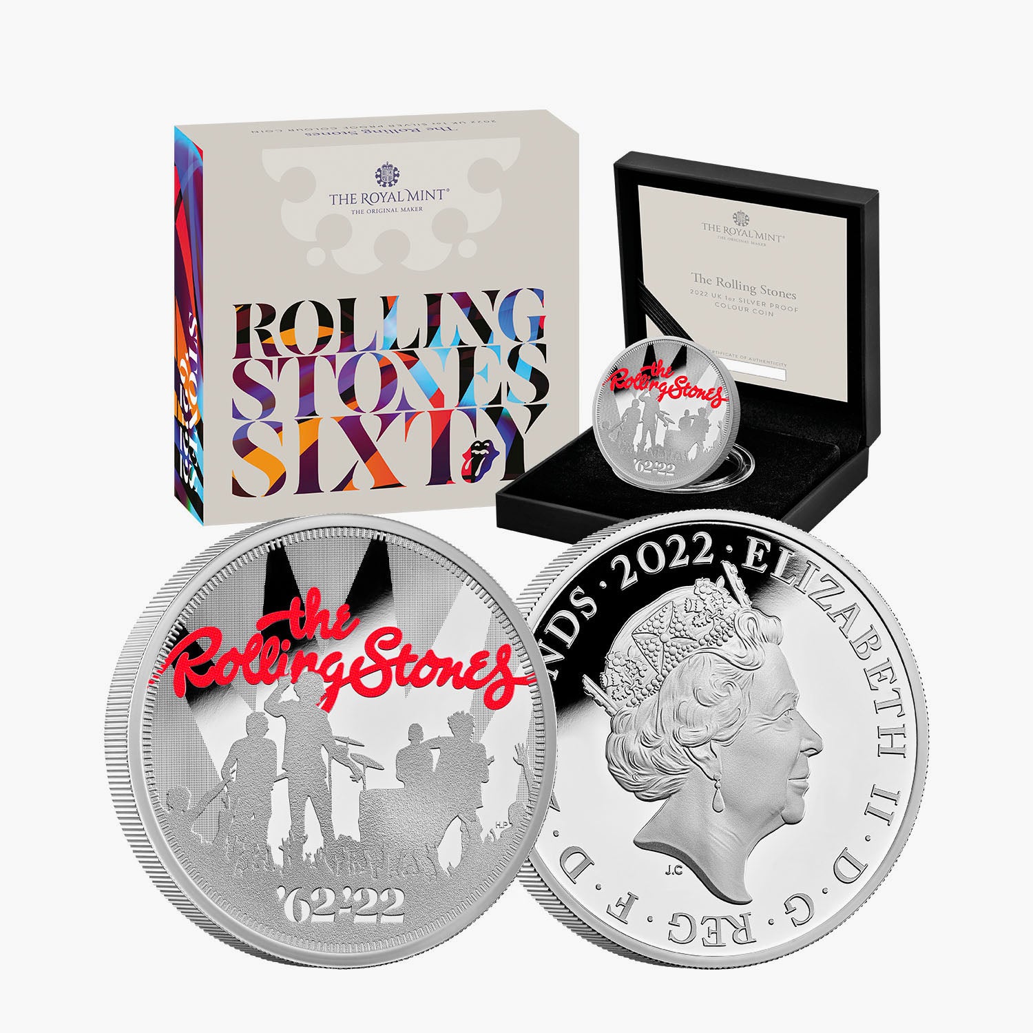 The Rolling Stones 2022 UK 1oz Silver Proof Colour Coin