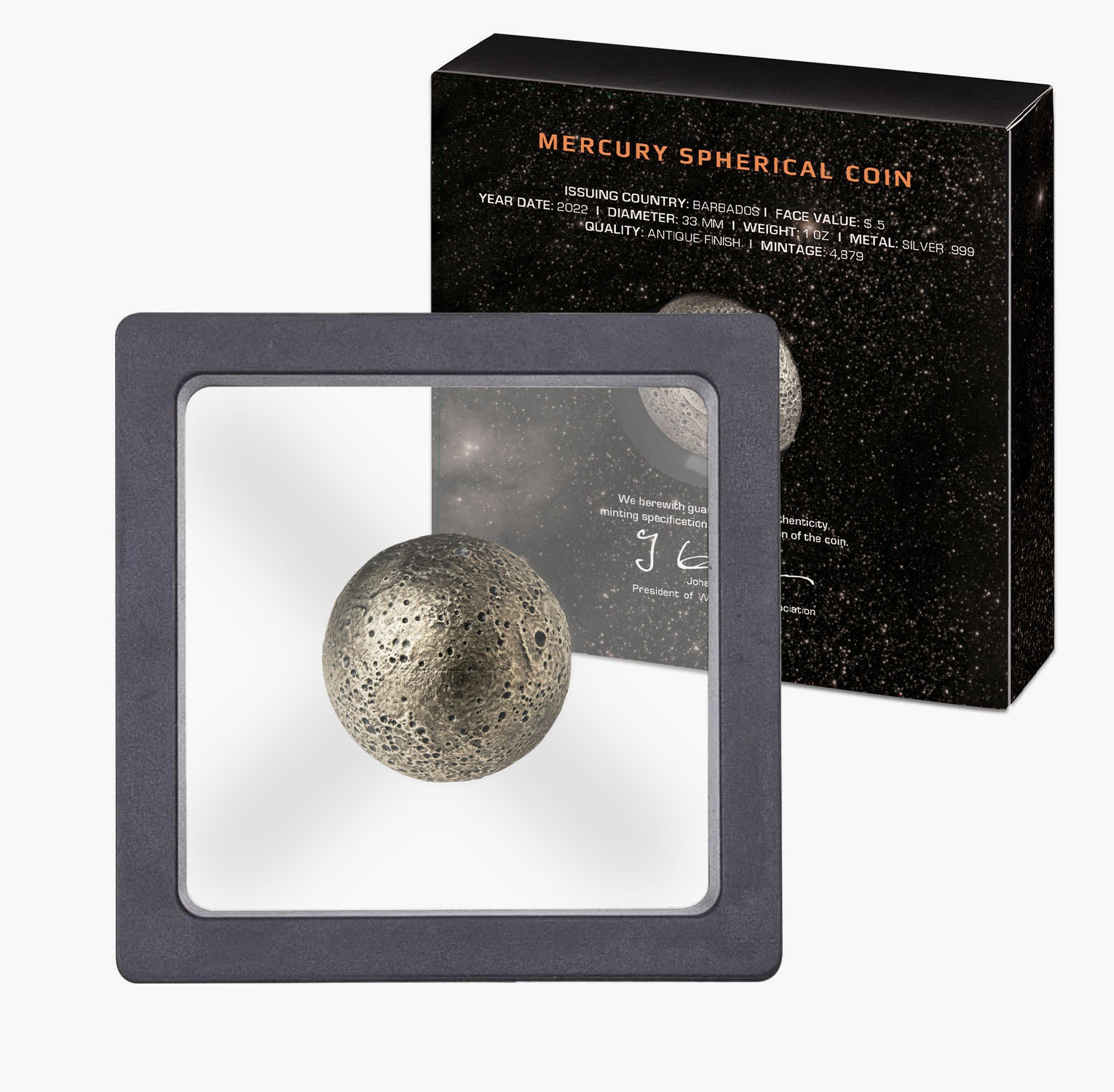 Solar System Mercury 1oz Solid Silver 3D Coin
