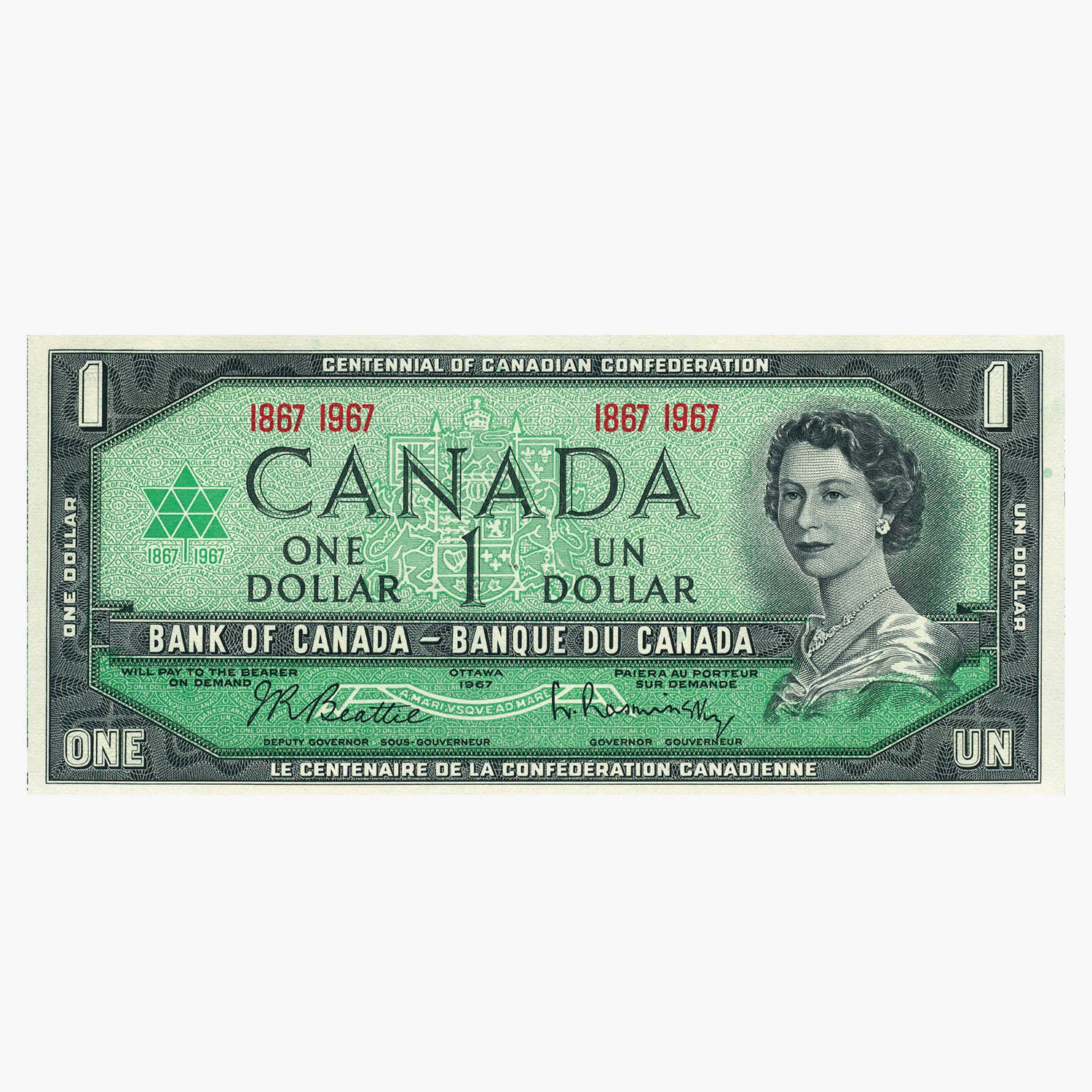 Billet de 100 ans du Canada de Sa Majesté la reine Elizabeth II