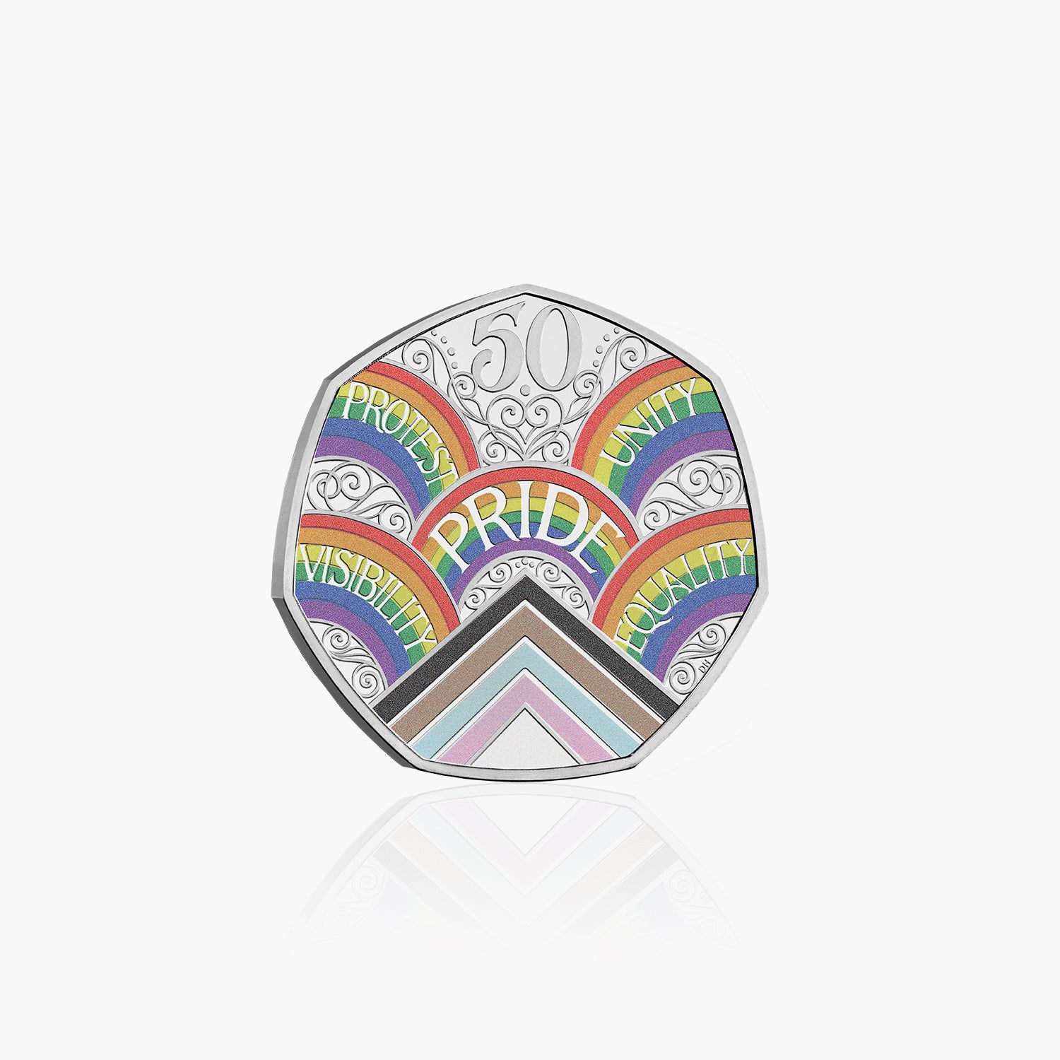 50 ans de fierté 2022 Royaume-Uni 50p Silver Proof Color Coin