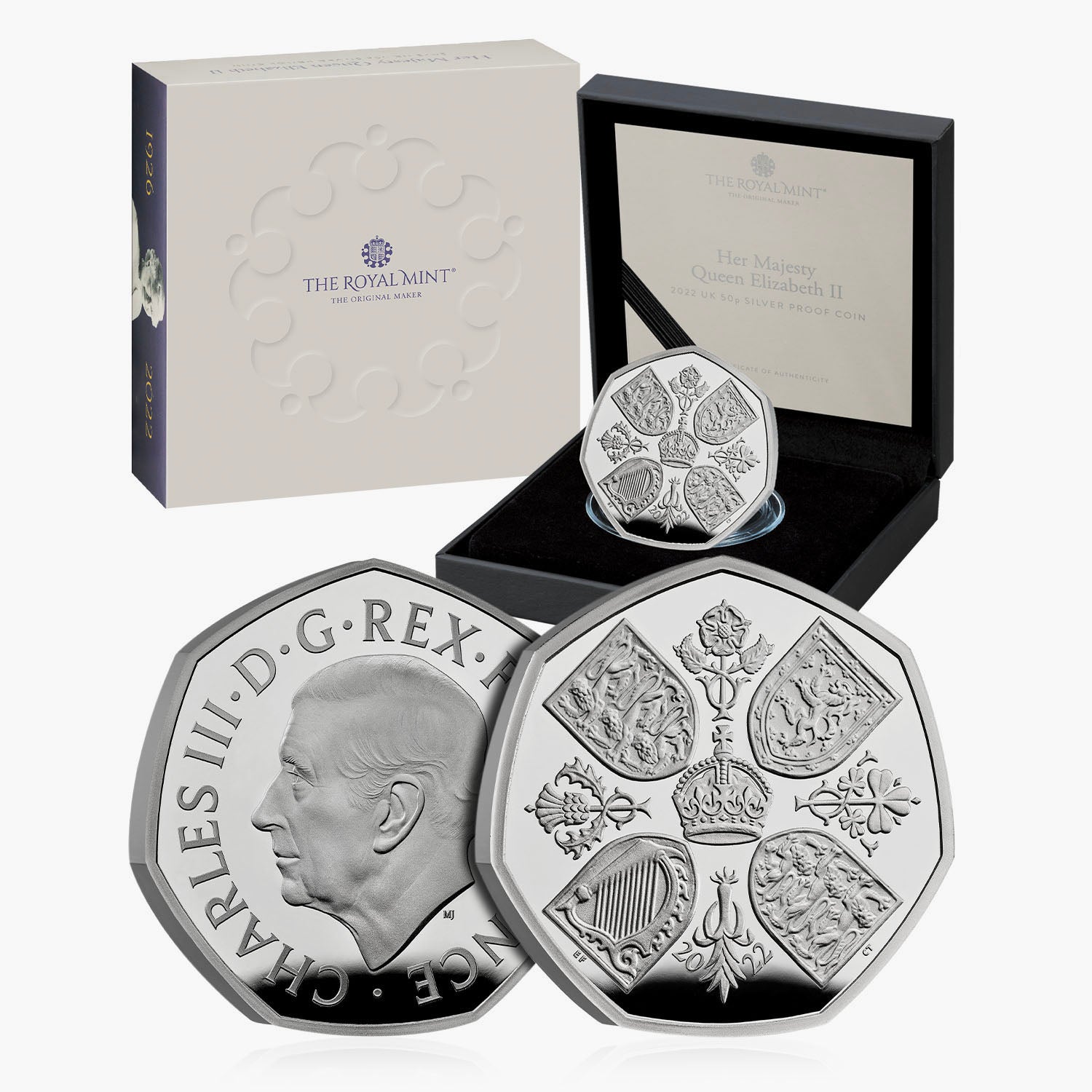Premier portrait du roi Charles III Royaume-Uni 2022 50p Silver BE Coin