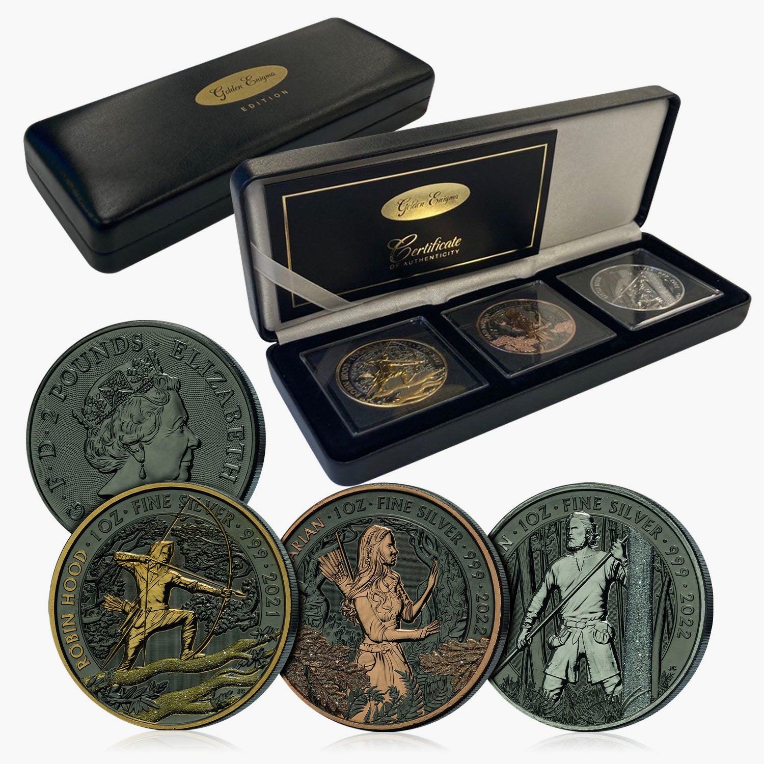 Robin Hood Coin Boxset with Black Ruthenium and Gold Gilding